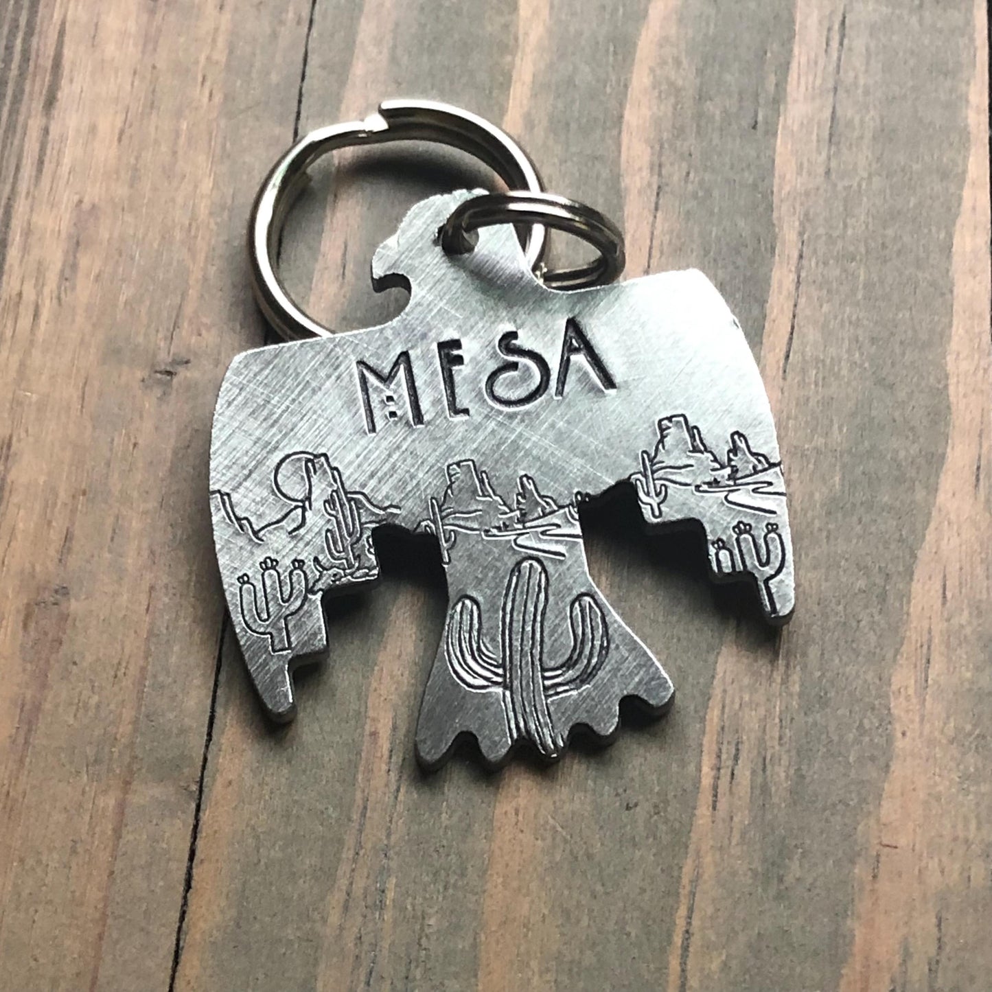 Thunderbird Dog Tag - Western Pet Tag - Dog Collar Tag - Hand Stamped ID Tag - Desert Cactus - Cowboy - Custom - Personalized - Aztec