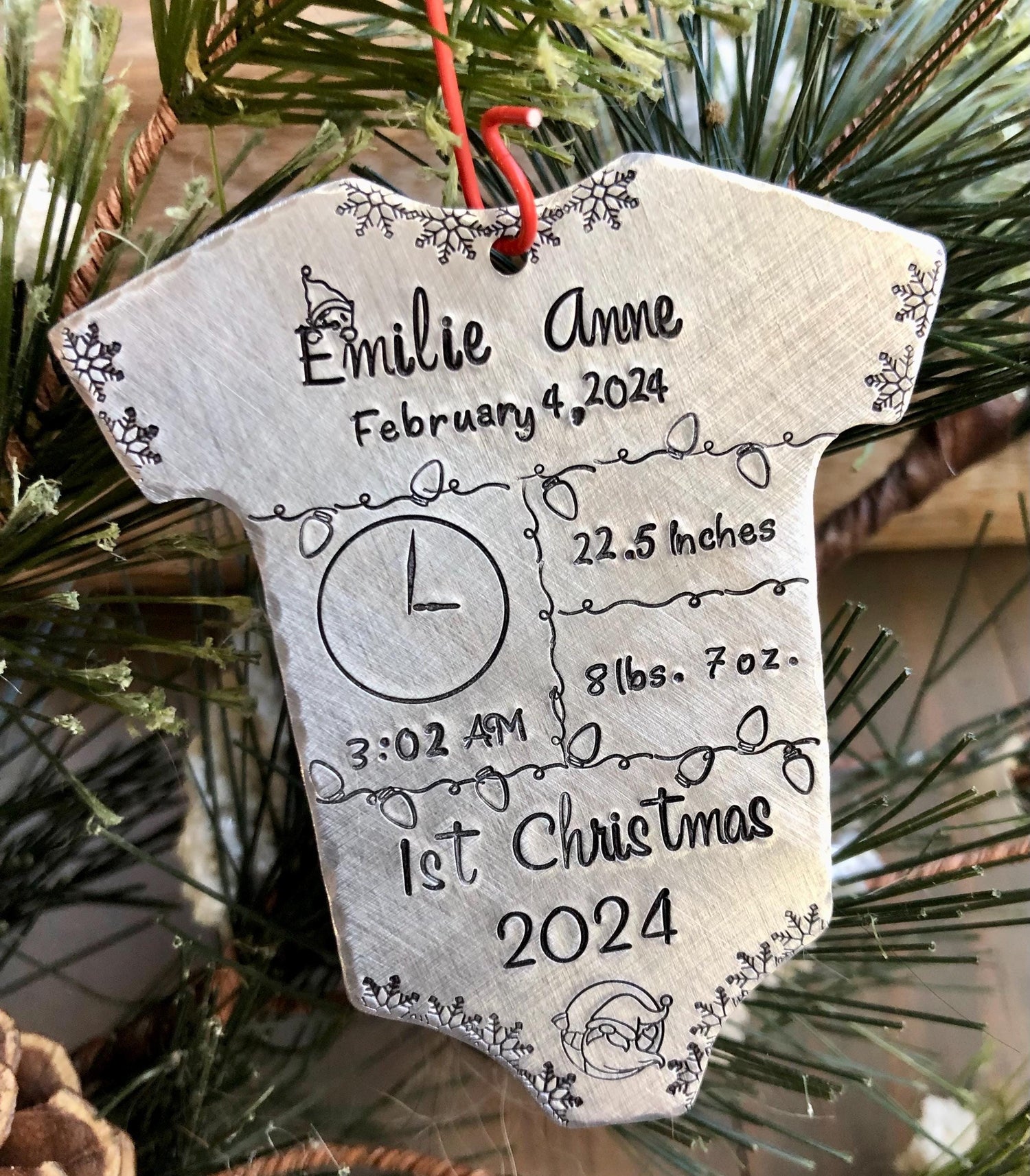 Personalized Baby's First Christmas Ornament - 1st Christmas Ornament with Baby Stats, Customized Birth Announcement Keepsake, Gift for Baby