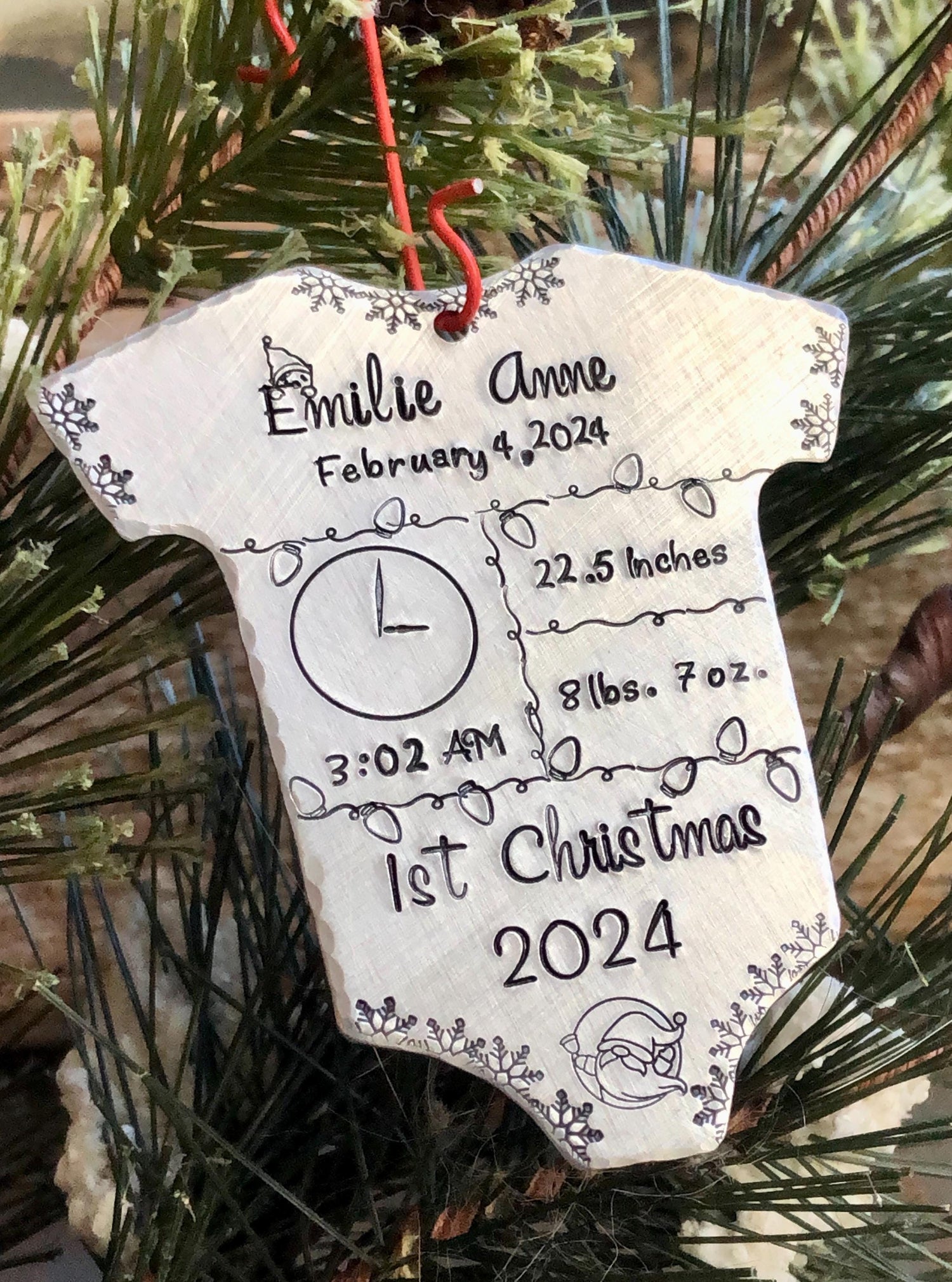Personalized Baby's First Christmas Ornament - 1st Christmas Ornament with Baby Stats, Customized Birth Announcement Keepsake, Gift for Baby