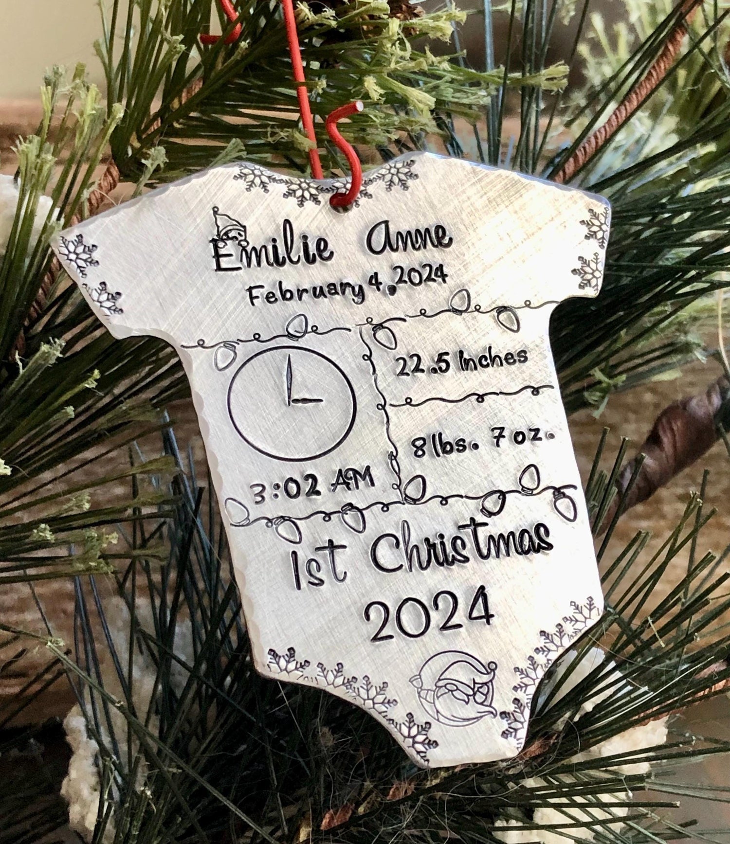 Personalized Baby's First Christmas Ornament - 1st Christmas Ornament with Baby Stats, Customized Birth Announcement Keepsake, Gift for Baby