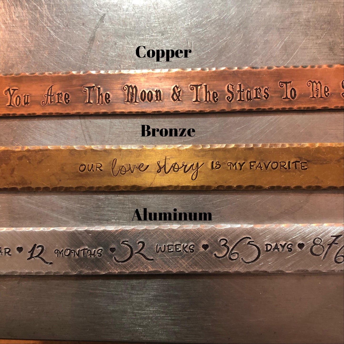 Bronze Anniversary Bookmark, Copper for 7th Anniversary, 8th Anniversary Bronze Bookmark, Gift for Book Lover, Personalized Anniversary Gift