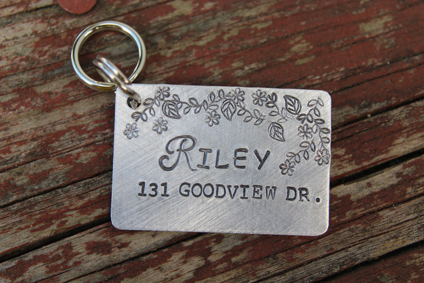 Custom Hand Stamped Dog ID Tag, The Rilely Tag, Personalized Dog Tag, Tag for Large Dog, Copper Dog Tag, Aluminum Pet ID Tag