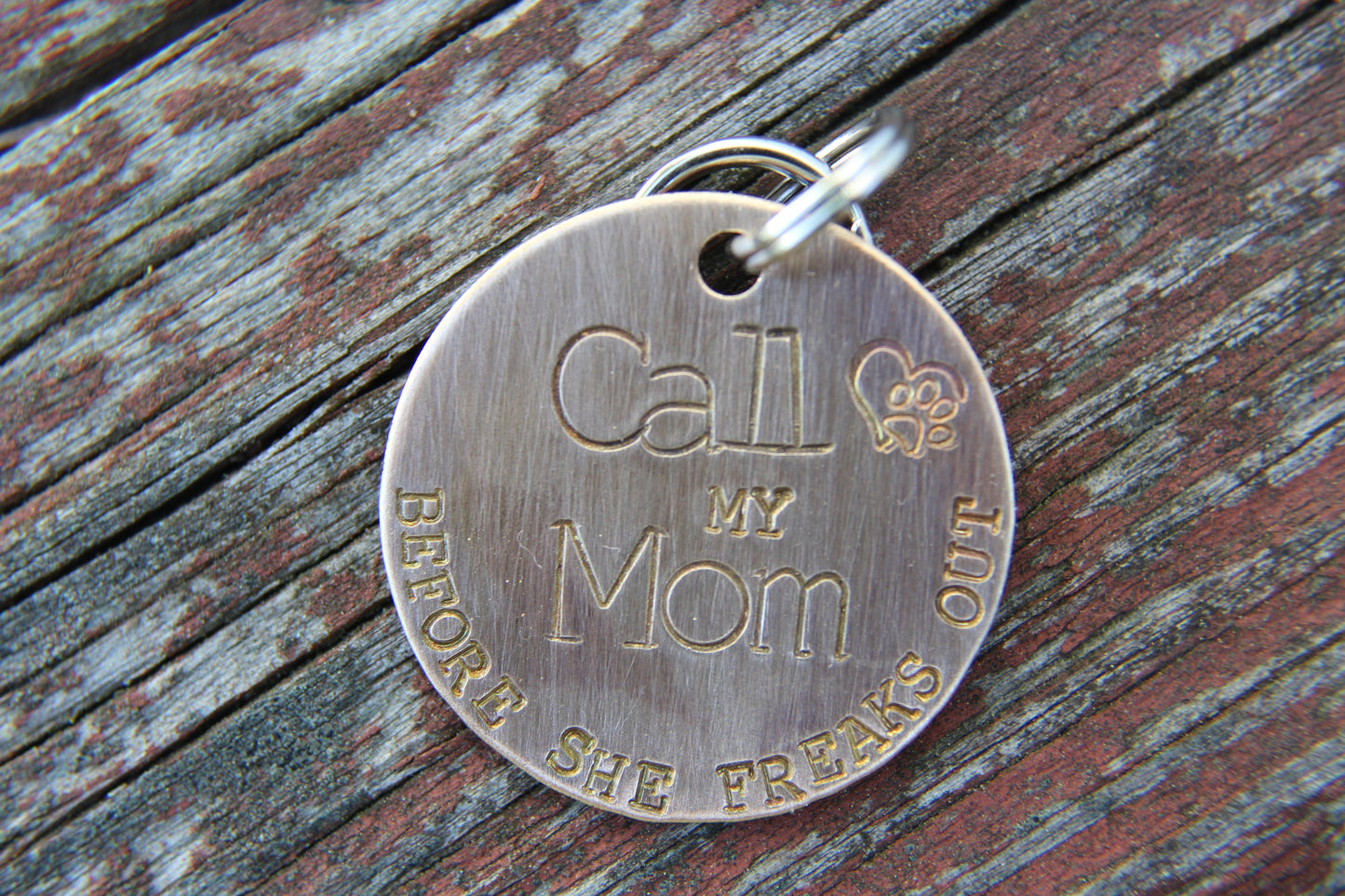 Custom Dog ID Tag, Call My Mom Before She Freaks Out, Hand Stamped Dog Tag, Pet Tag, Dog Tag
