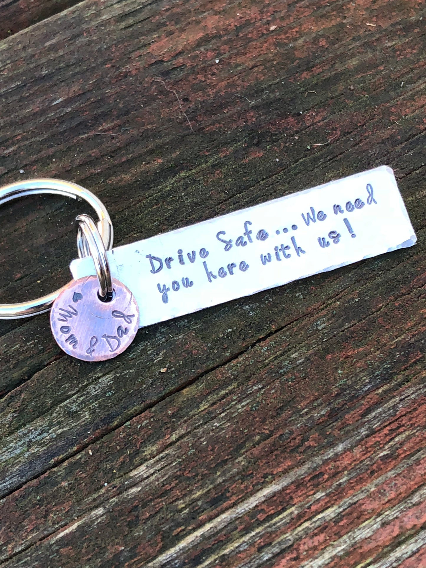 Drive Safe Personalized Hand Stamped Rectangle Key Chain Gift for Boyfriend Gift for New Driver Anniversary Gift Gift for Son Daughter