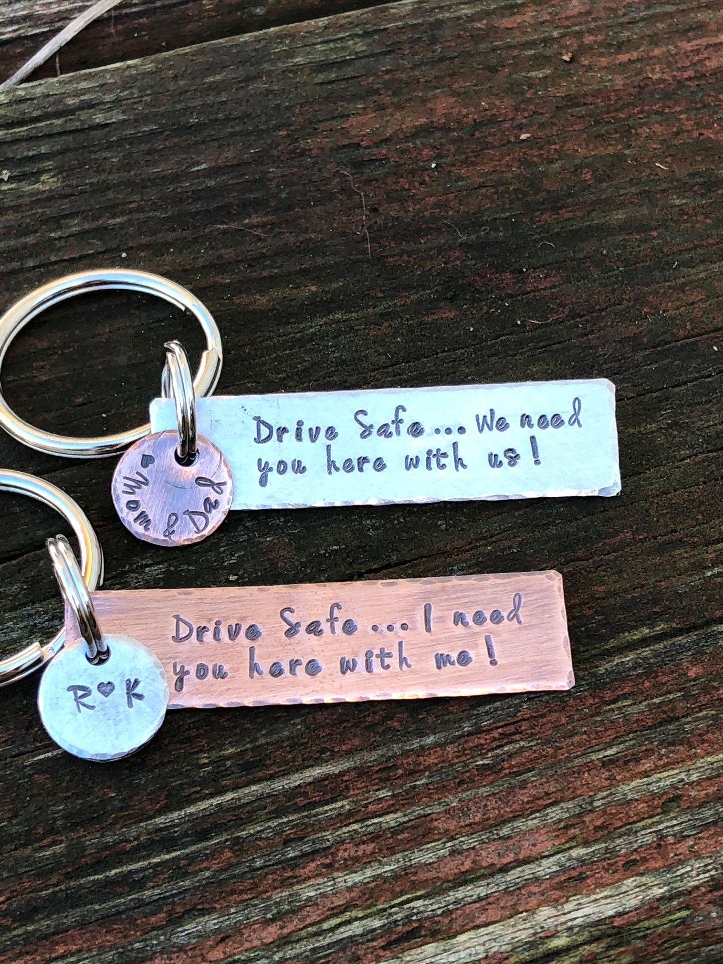 Drive Safe Personalized Hand Stamped Rectangle Key Chain Gift for Boyfriend Gift for New Driver Anniversary Gift Gift for Son Daughter