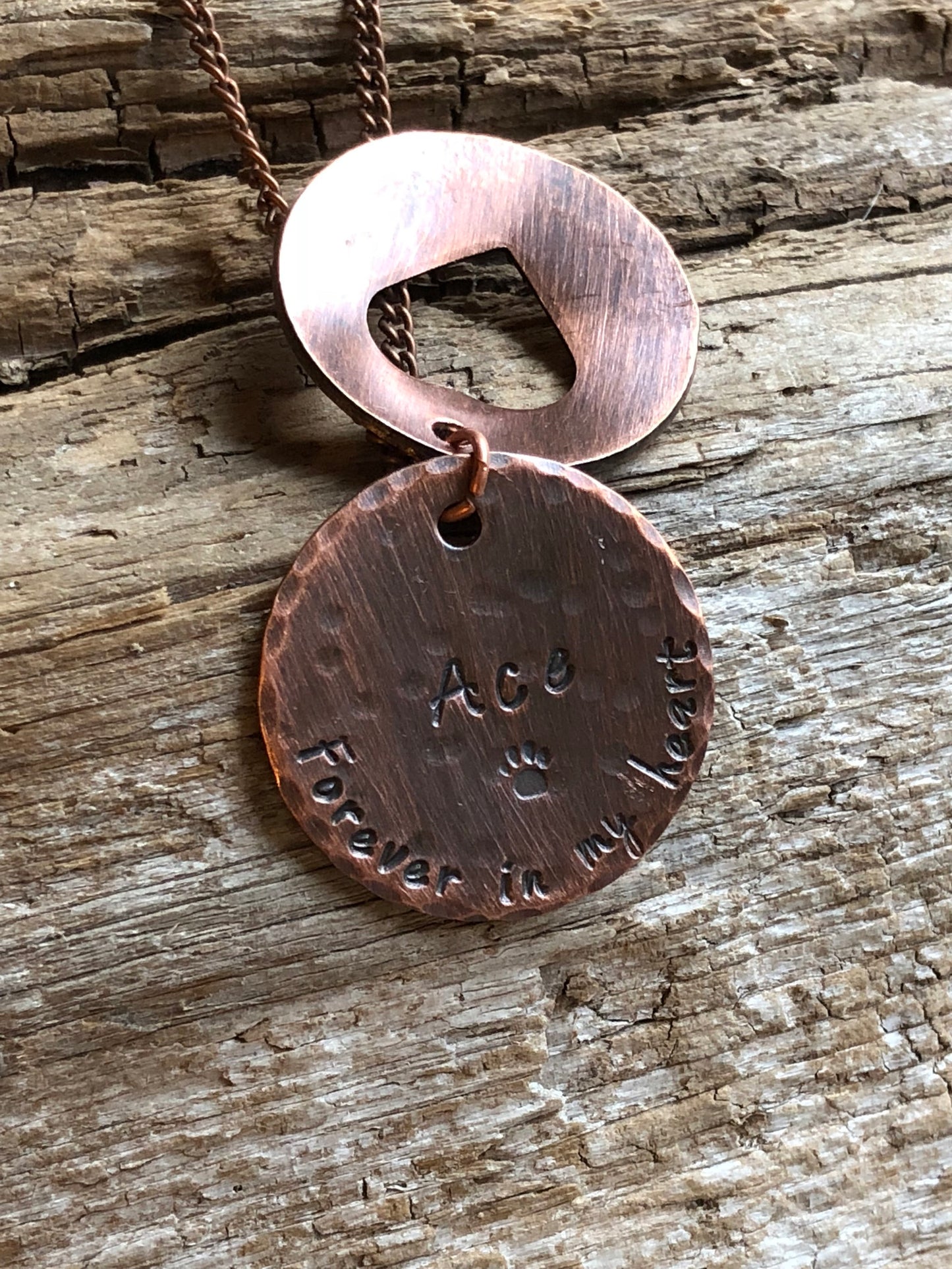 Personalized Pet Remembrance Open Heart Locket - Dog Memorial Necklace - Rainbow Bridge Jewelry - Hand Stamped Copper Silver Memory Necklace