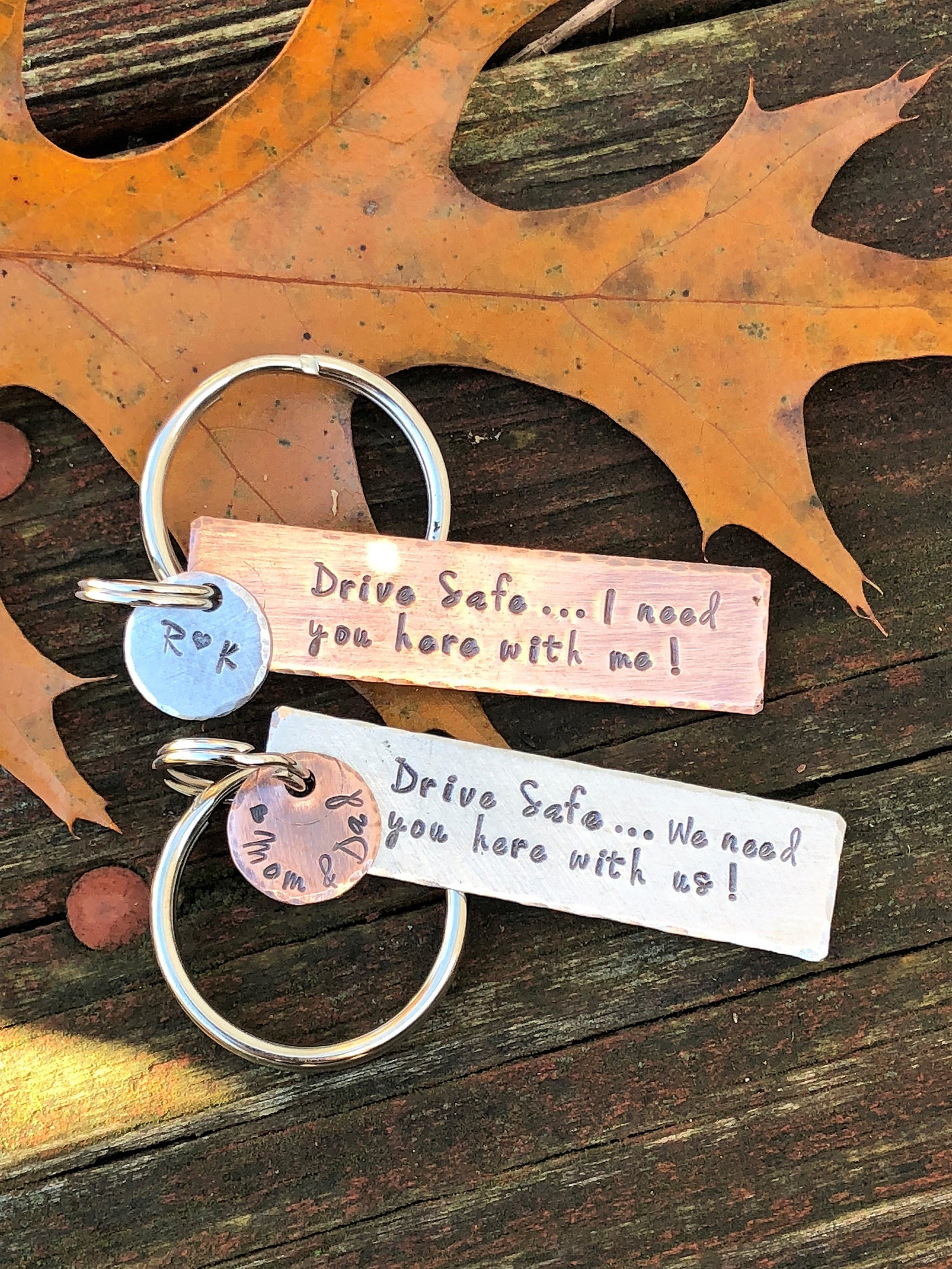 Drive Safe Personalized Hand Stamped Rectangle Key Chain Gift for Boyfriend Gift for New Driver Anniversary Gift Gift for Son Daughter
