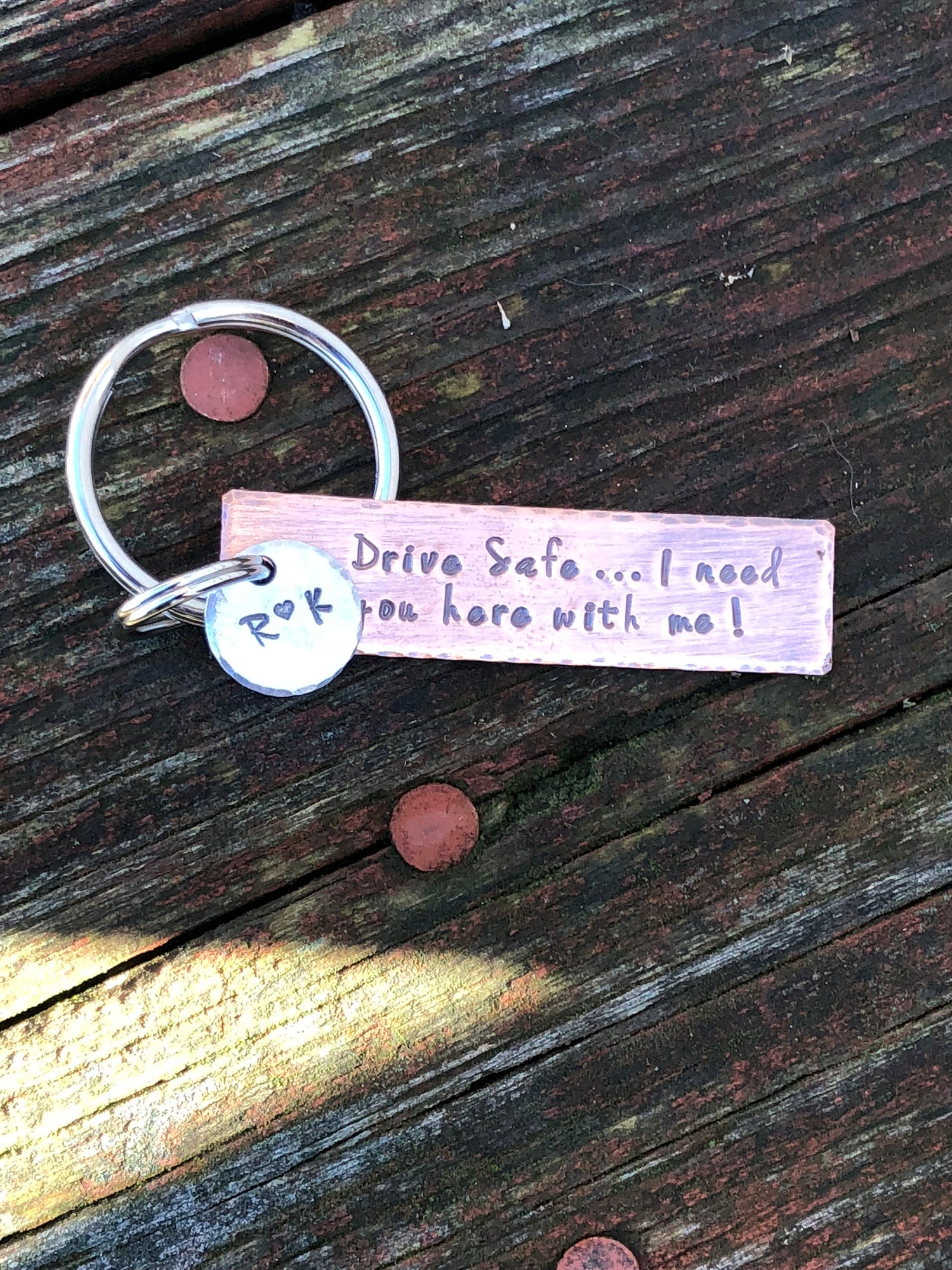 Drive Safe Personalized Hand Stamped Rectangle Key Chain Gift for Boyfriend Gift for New Driver Anniversary Gift Gift for Son Daughter