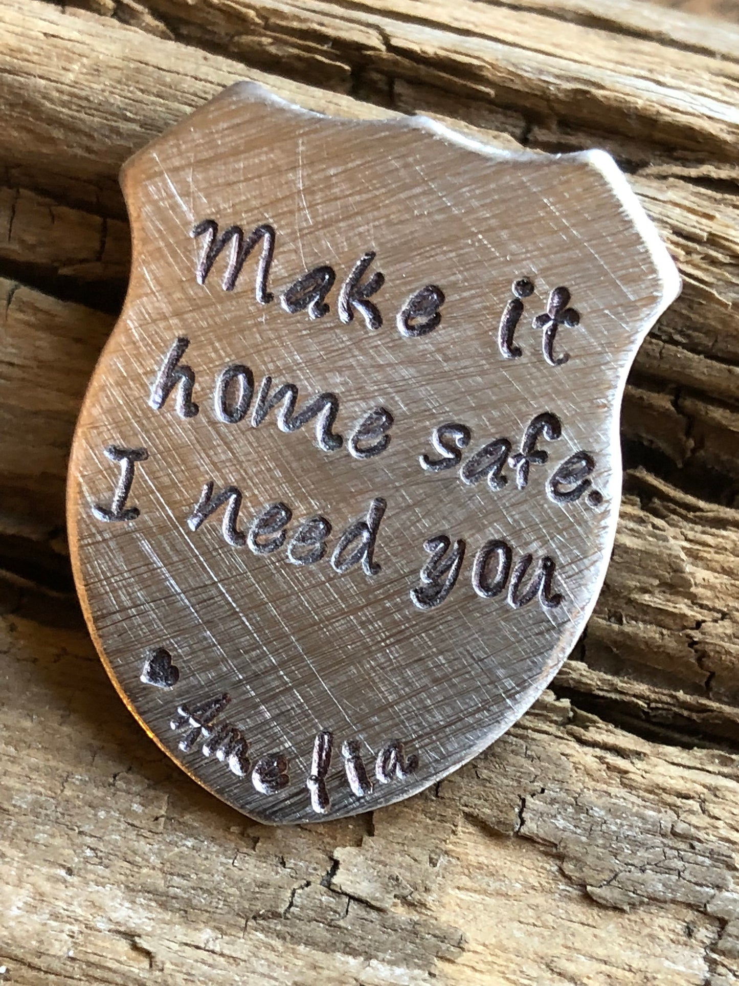 Police officer challenge pocket coin pebble, Pewter, law enforcement , graduation gift, thin blue line gift, be safe i need you, leather