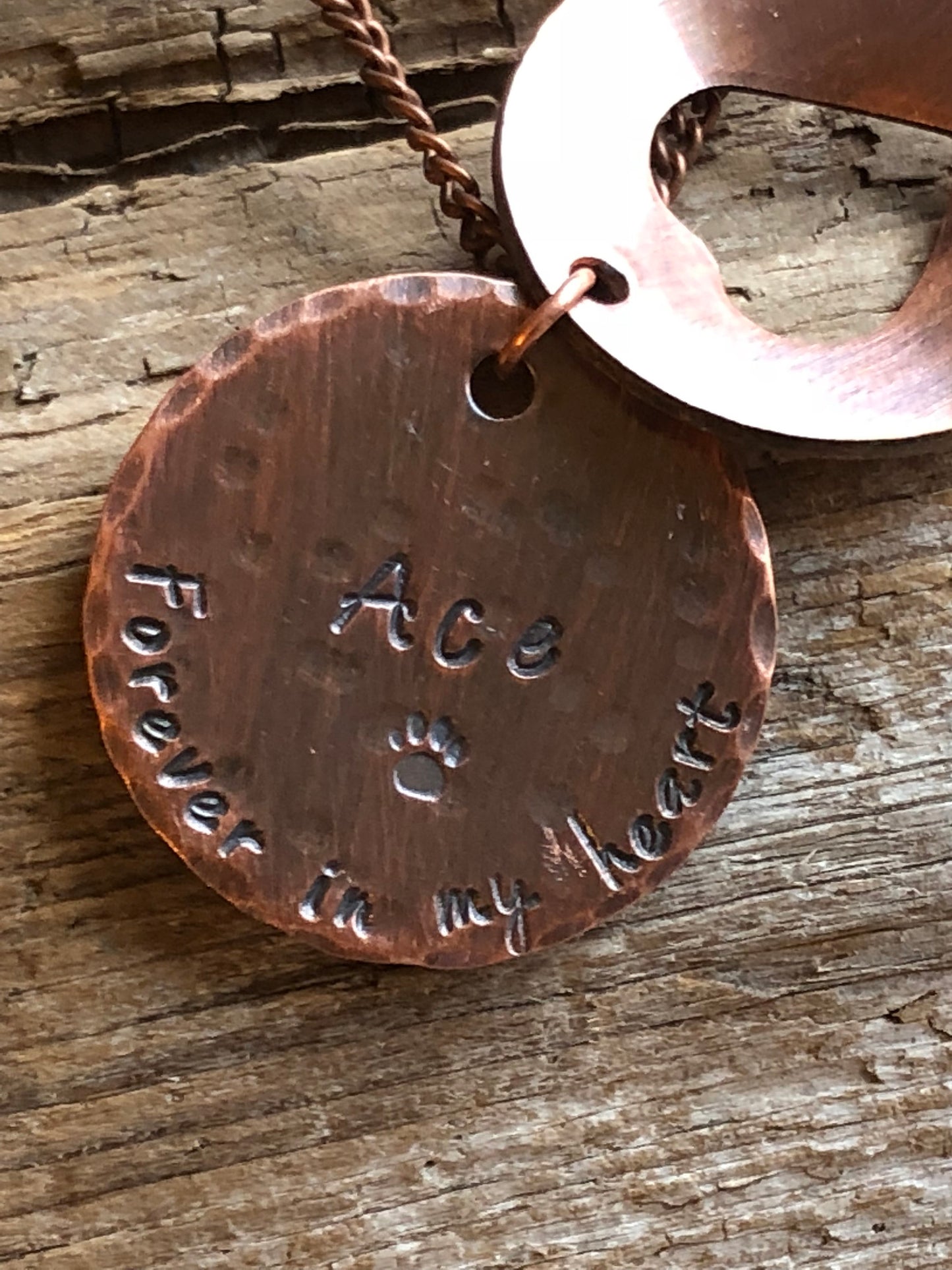 Personalized Pet Remembrance Open Heart Locket - Dog Memorial Necklace - Rainbow Bridge Jewelry - Hand Stamped Copper Silver Memory Necklace
