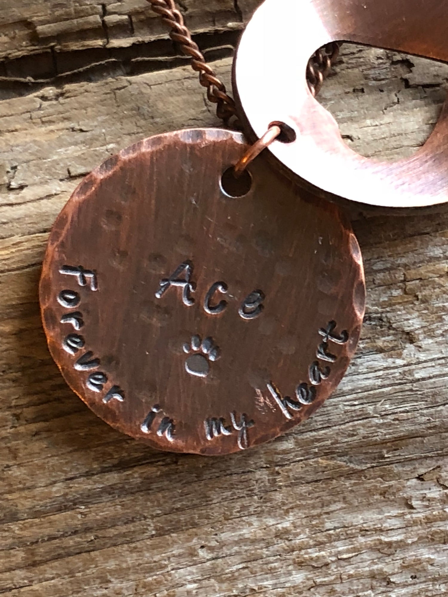 Personalized Pet Remembrance Open Heart Locket - Dog Memorial Necklace - Rainbow Bridge Jewelry - Hand Stamped Copper Silver Memory Necklace