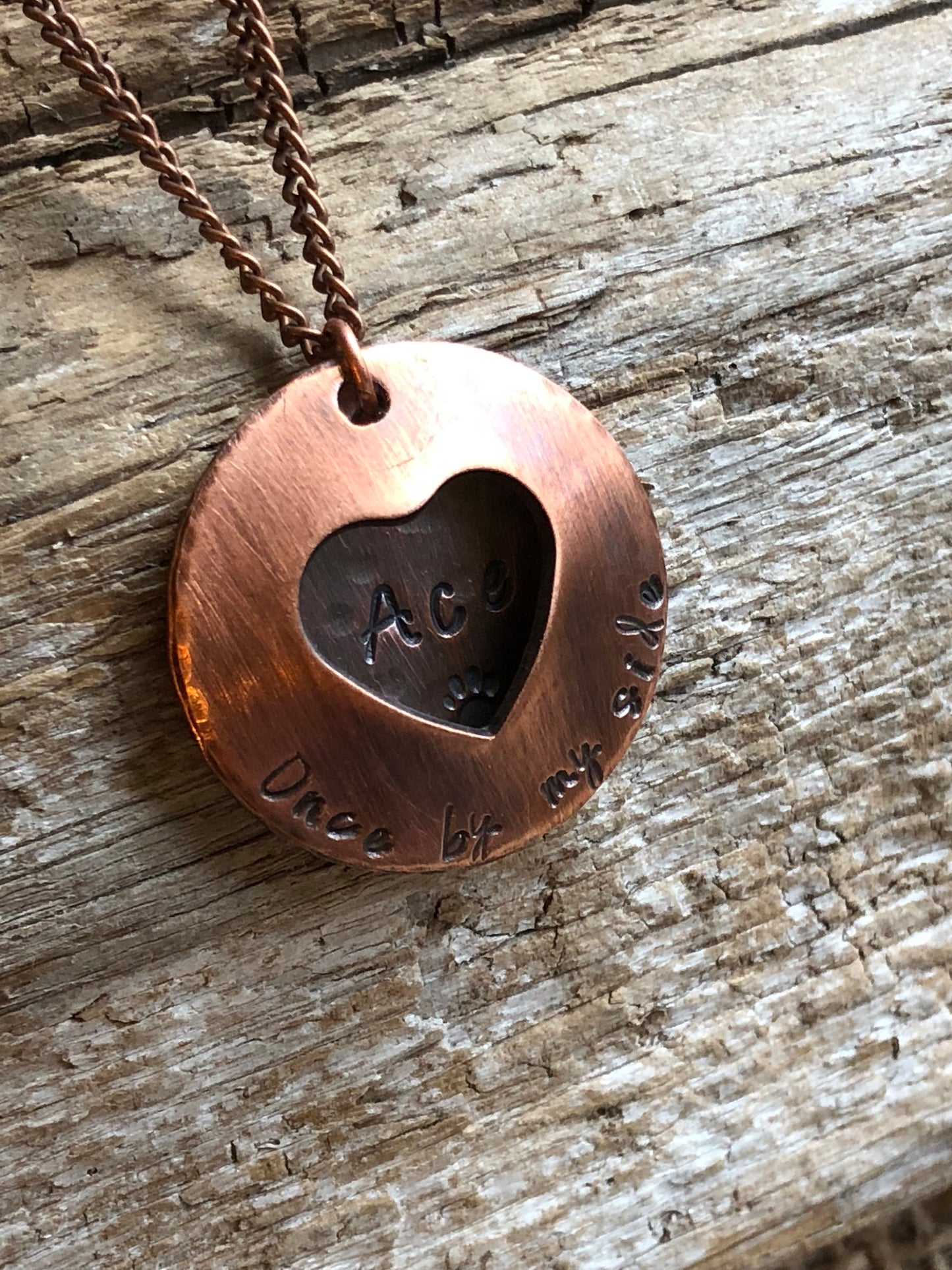 Personalized Pet Remembrance Open Heart Locket - Dog Memorial Necklace - Rainbow Bridge Jewelry - Hand Stamped Copper Silver Memory Necklace