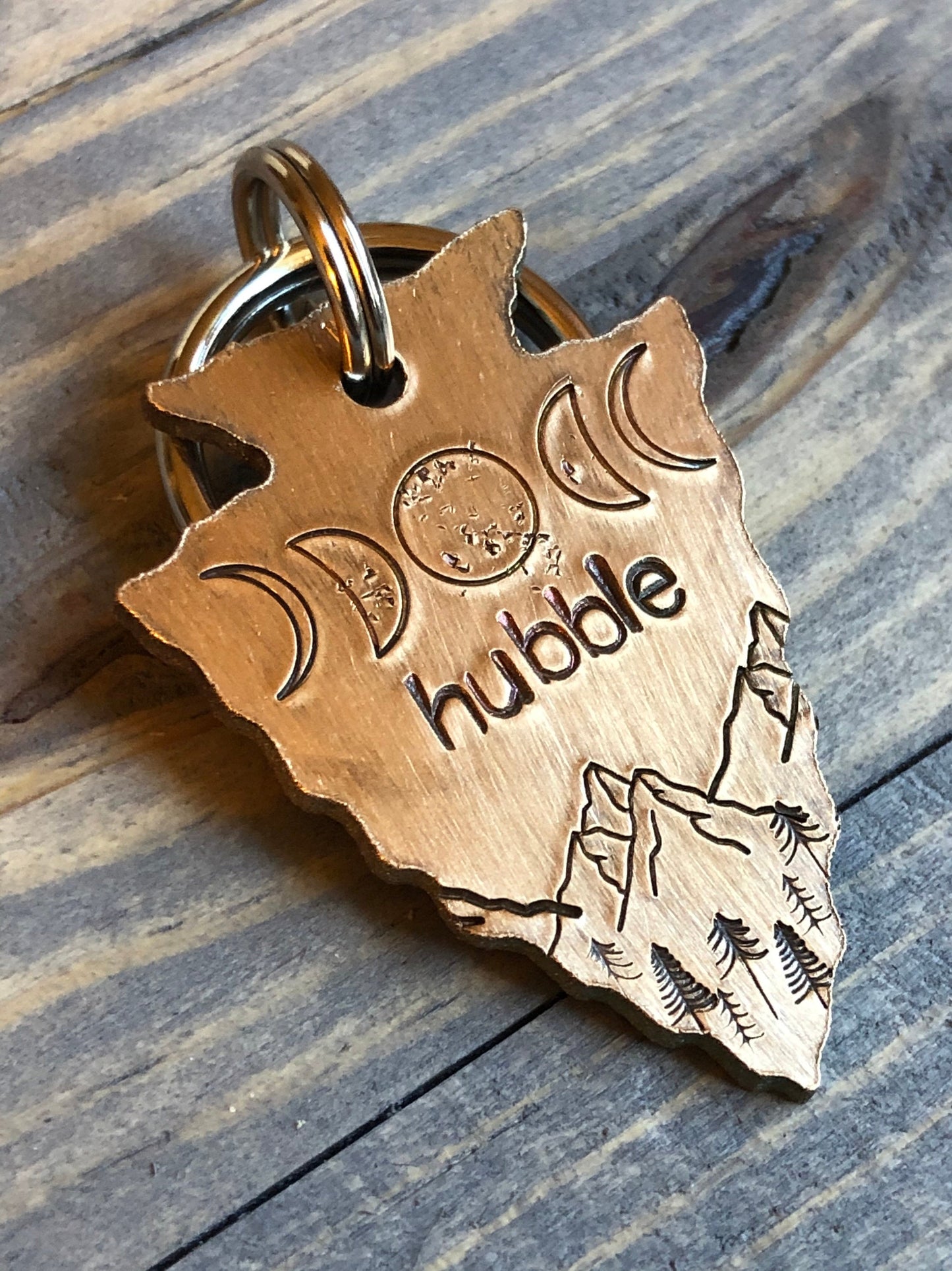 Custom Arrowhead Dog Tag, Hand Stamped Pet ID, Personalized Dog Tag for Dog, Moon Phase Dog Tag, Phases of the Moon Dog Tag