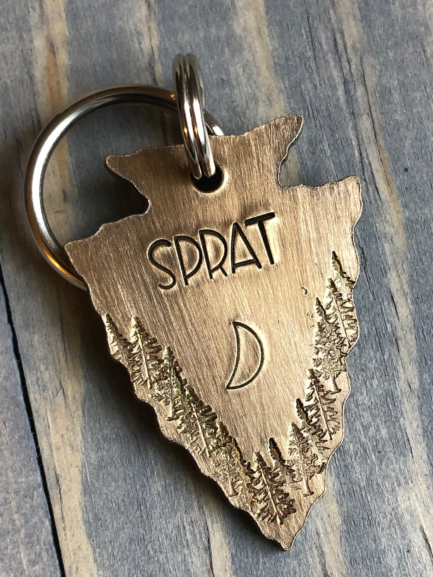 Custom Arrowhead Dog Tag, Hand Stamped Pet ID, Personalized Dog Tag for Dog, Arrowhead Dog Tag with Moon