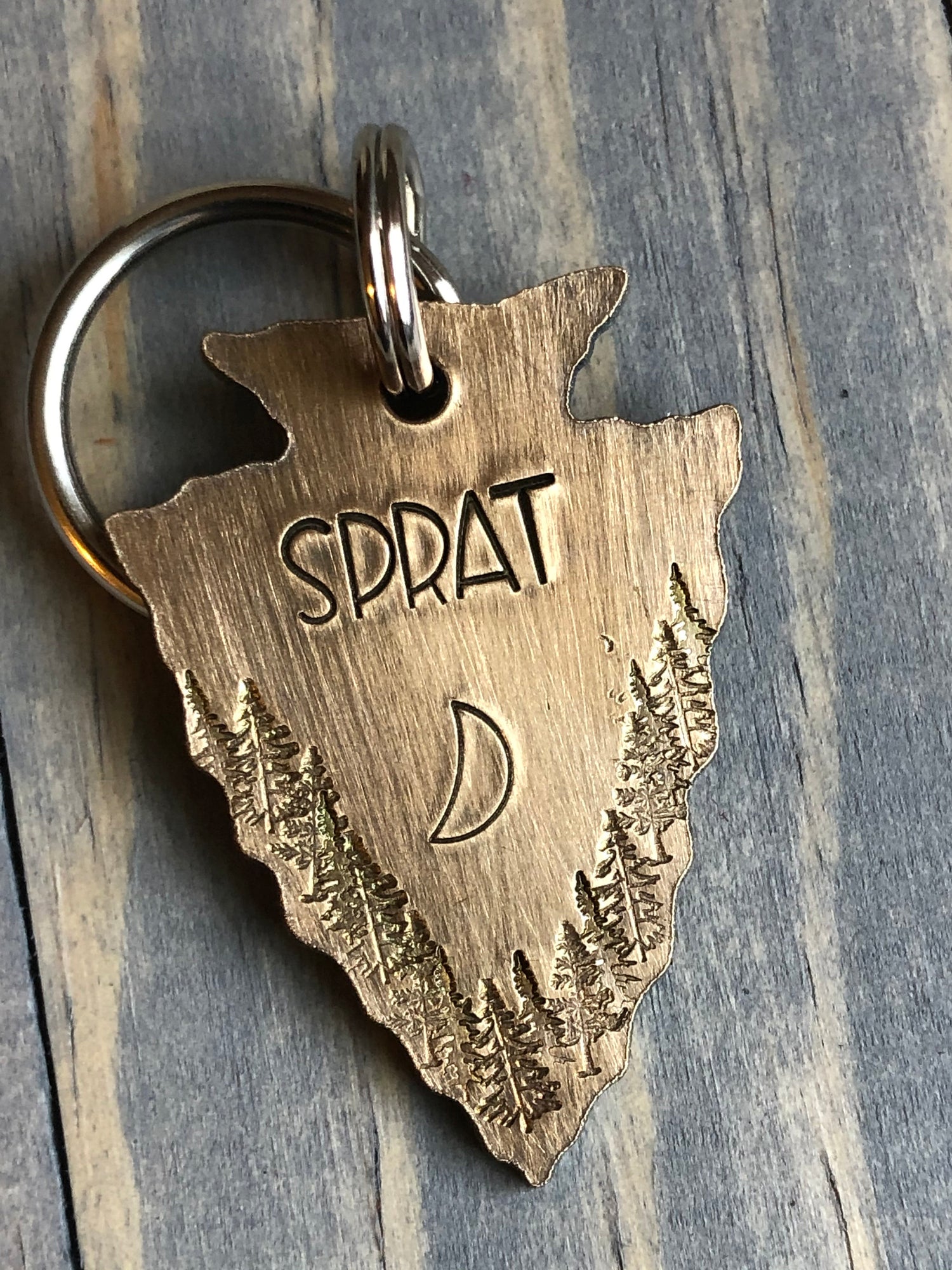 Custom Arrowhead Dog Tag, Hand Stamped Pet ID, Personalized Dog Tag for Dog, Arrowhead Dog Tag with Moon