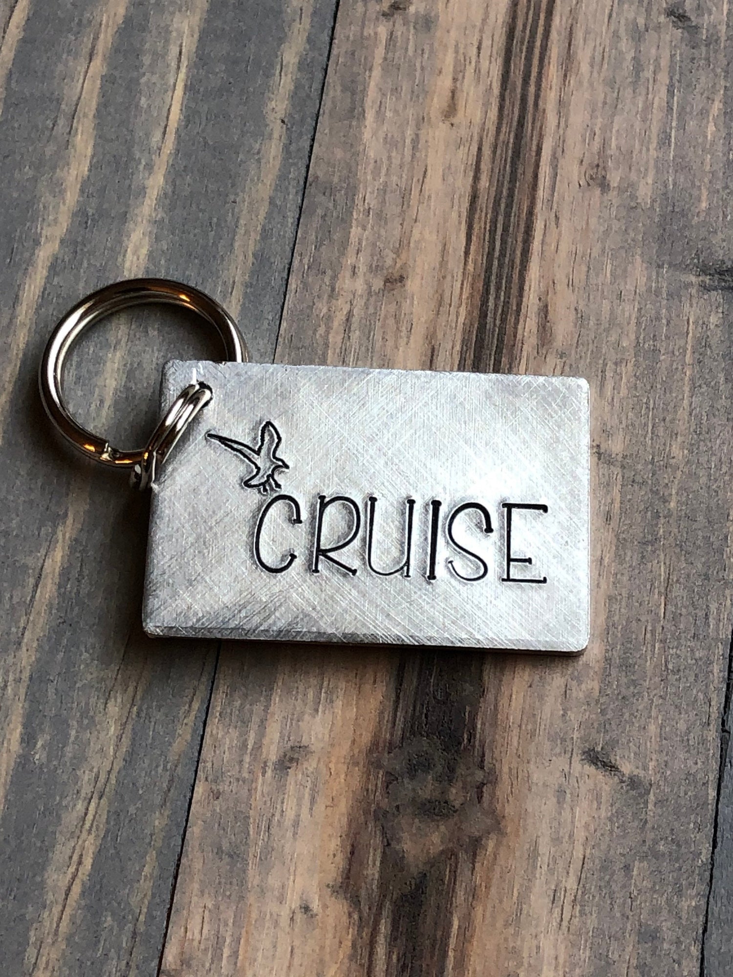 Name Tag for Dog, Hand Stamped Pet ID, Nautical Dog Tag, Dog Tag with Seagull, Coastal Dog Tag