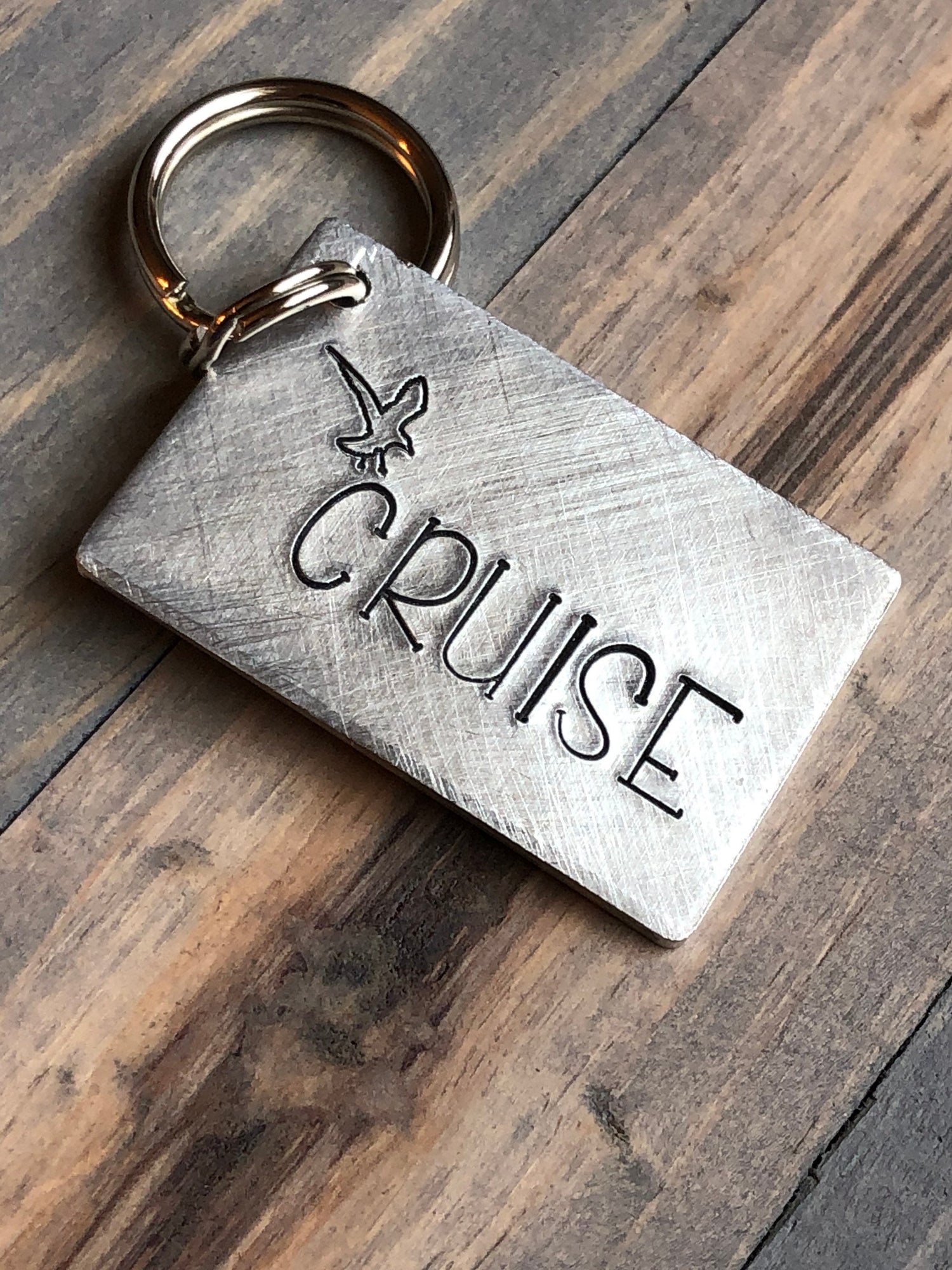 Name Tag for Dog, Hand Stamped Pet ID, Nautical Dog Tag, Dog Tag with Seagull, Coastal Dog Tag