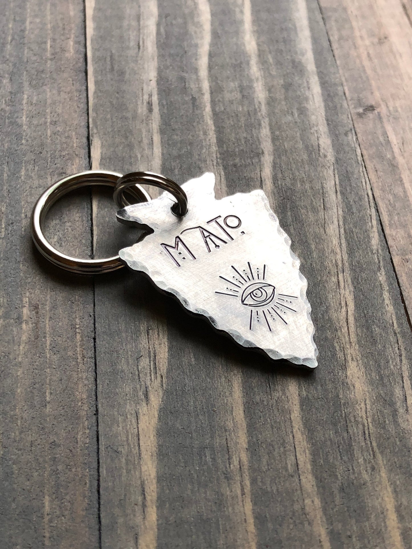 Custom Evil Eye Dog Tag, Hand Stamped Pet ID, Personalized Dog Tag for Dog, American Horror Story font