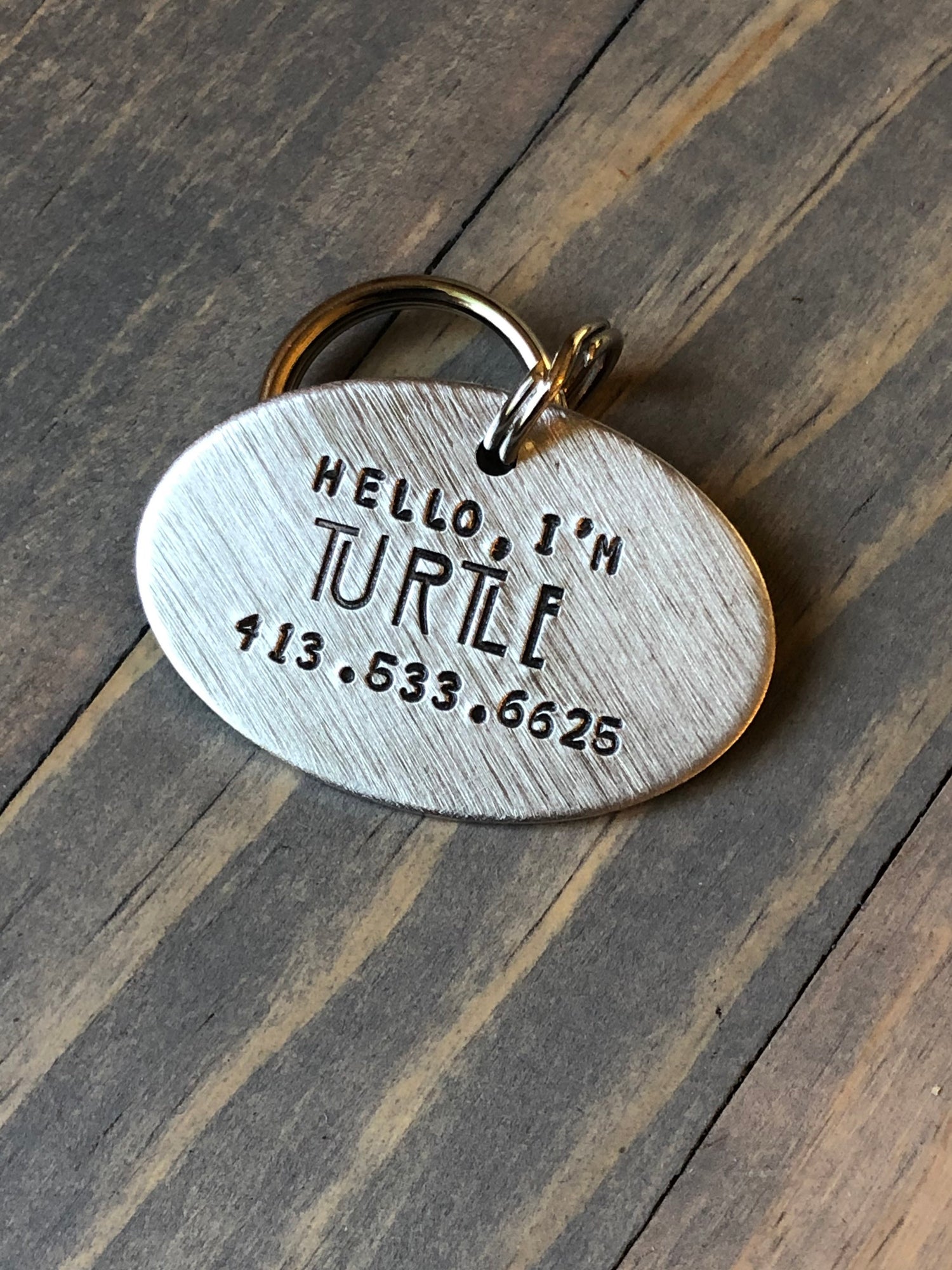 Custom Dog Tag, Hand Stamped Pet ID, Personalized Dog Tag for Dog, Hello, I'm Dog Tag with AHS Font