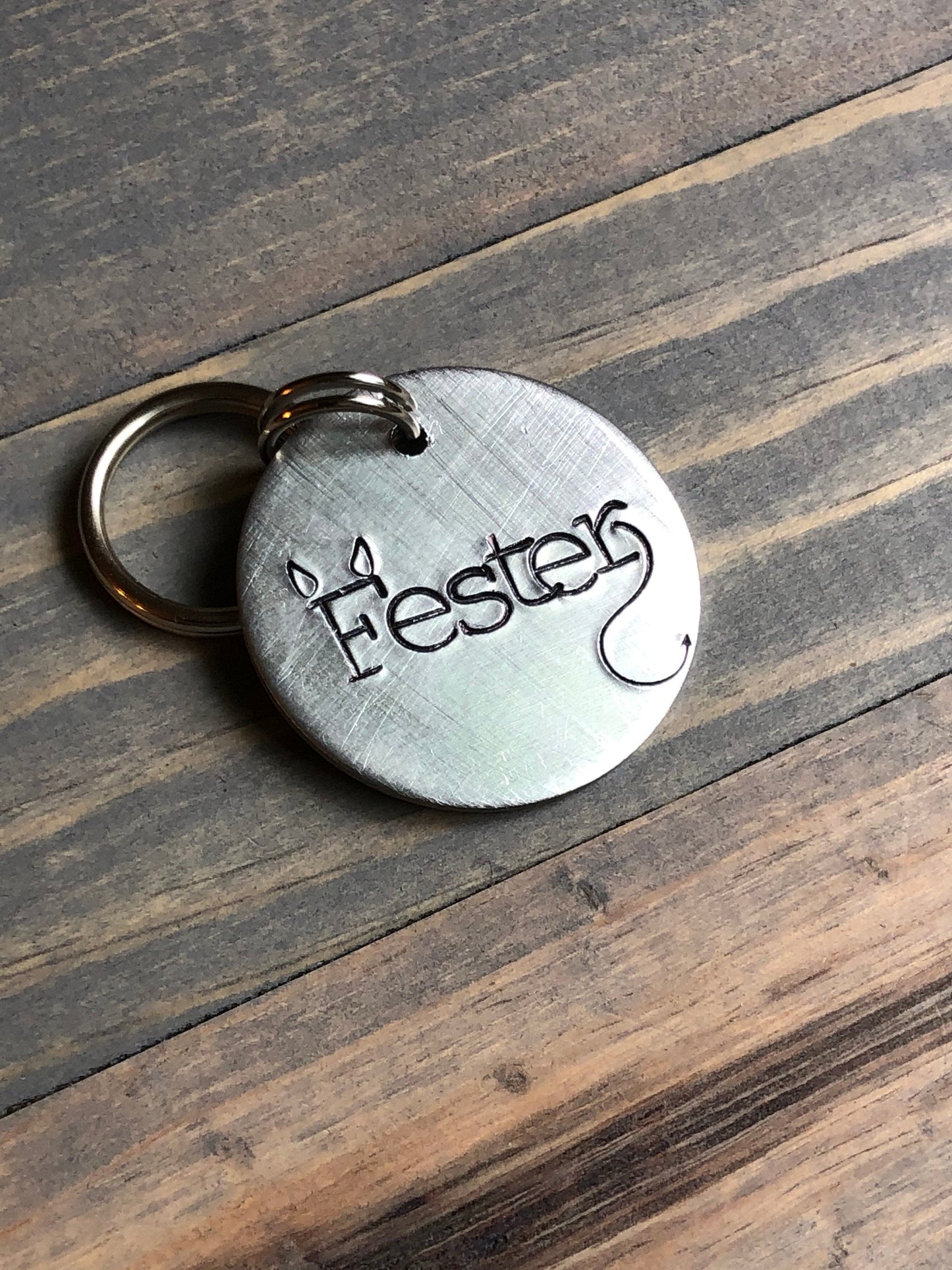 Name Tag for Dog, Hand Stamped Pet ID Tag, Devil Dog Tag, Personalized Dog Tag for Little Devil, Dog Tag with Devil Ears & Tail