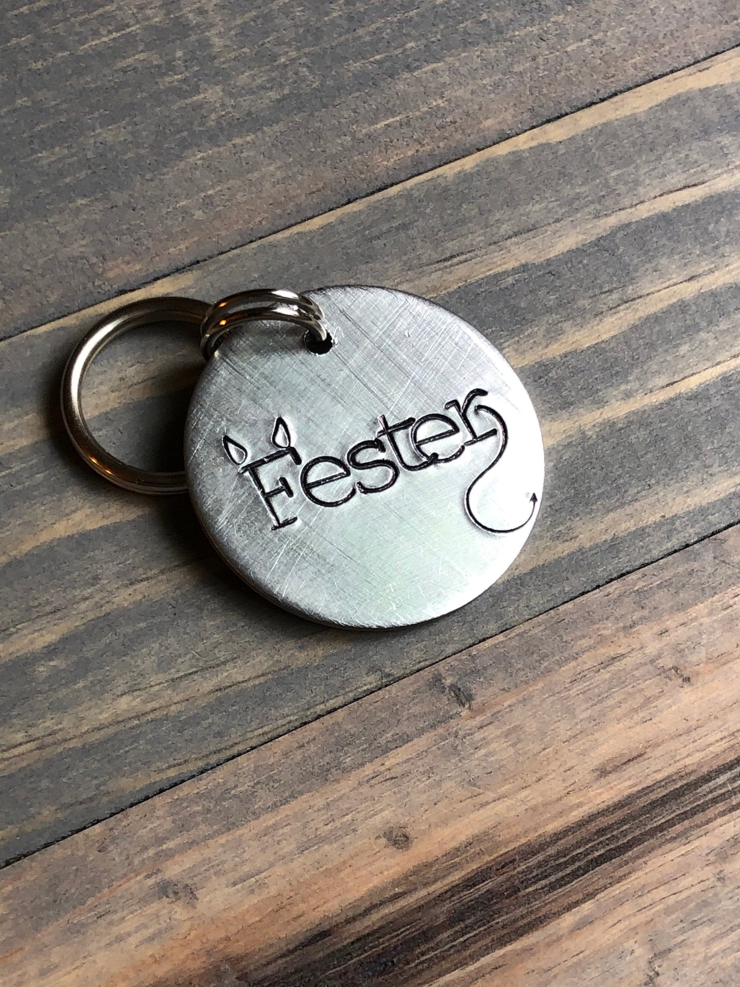 Name Tag for Dog, Hand Stamped Pet ID Tag, Devil Dog Tag, Personalized Dog Tag for Little Devil, Dog Tag with Devil Ears & Tail