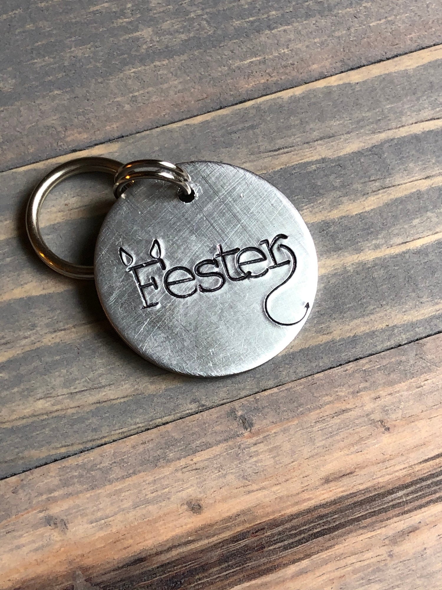 Name Tag for Dog, Hand Stamped Pet ID Tag, Devil Dog Tag, Personalized Dog Tag for Little Devil, Dog Tag with Devil Ears & Tail