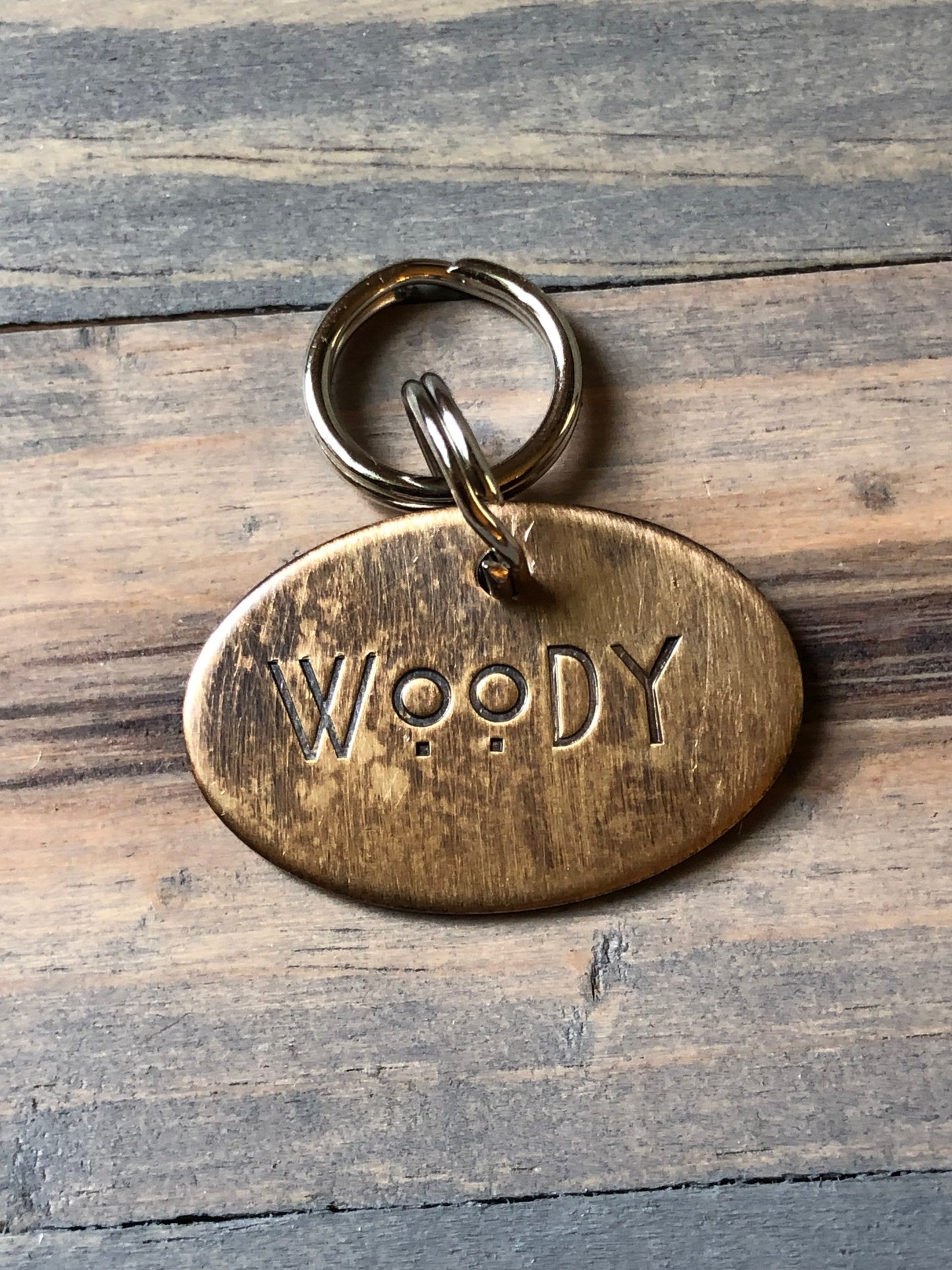 Oval Name Tag for Dog, Hand Stamped Pet ID Tag, Retro Tag, Personalized Dog Tag for Pet, Basic Dog Tag with awesome font