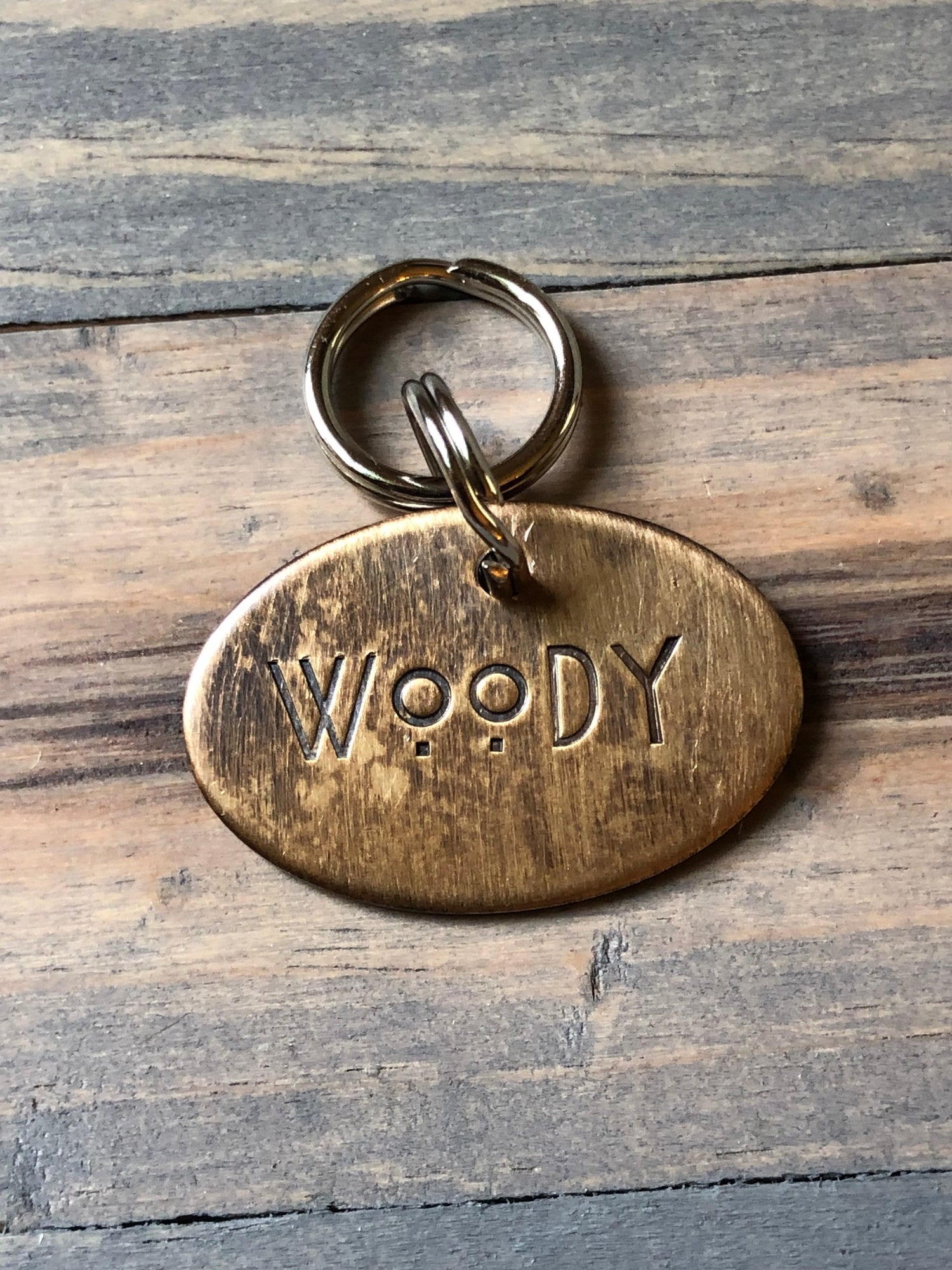 Oval Name Tag for Dog, Hand Stamped Pet ID Tag, Retro Tag, Personalized Dog Tag for Pet, Basic Dog Tag with awesome font