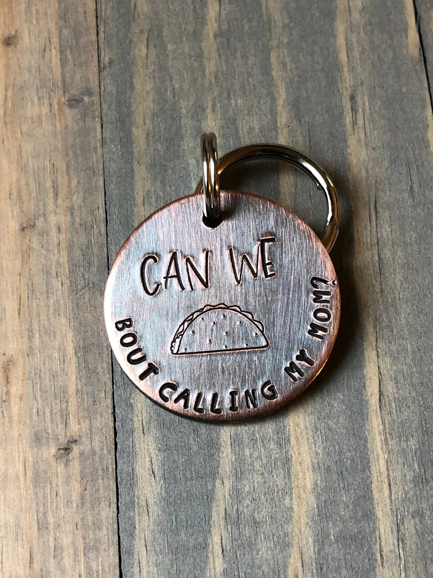 Name Tag for Dog, Hand Stamped Pet ID Tag, Taco, Personalized Dog Tag for Dog, Funny Dog Tag, Taco Tuesday Dog Tag