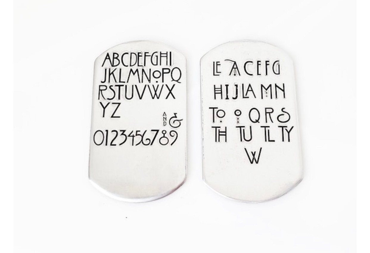 Custom Dog Tag, Hand Stamped Pet ID, Personalized Dog Tag for Dog, Hello, I'm Dog Tag with AHS Font