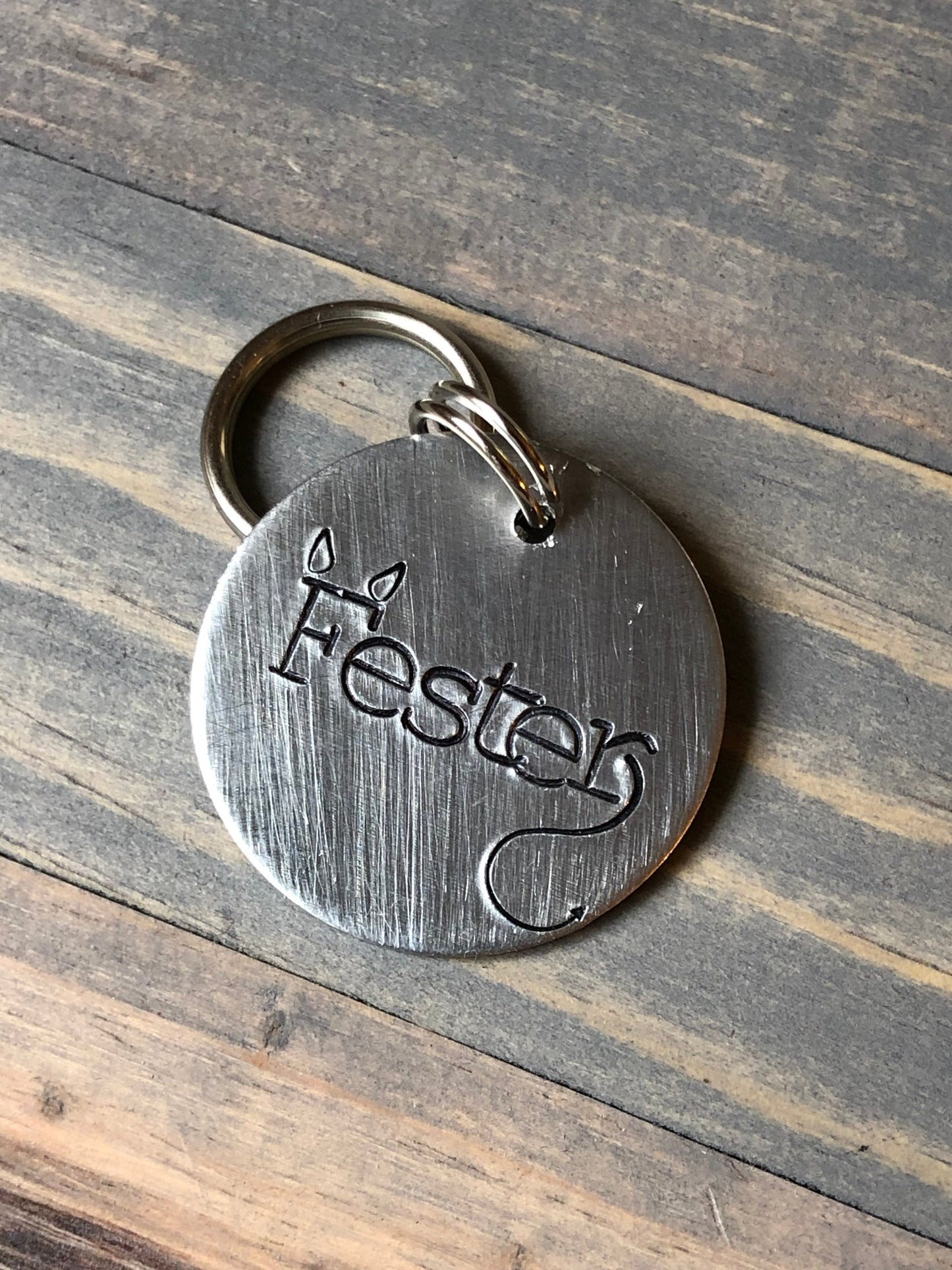 Name Tag for Dog, Hand Stamped Pet ID Tag, Devil Dog Tag, Personalized Dog Tag for Little Devil, Dog Tag with Devil Ears & Tail