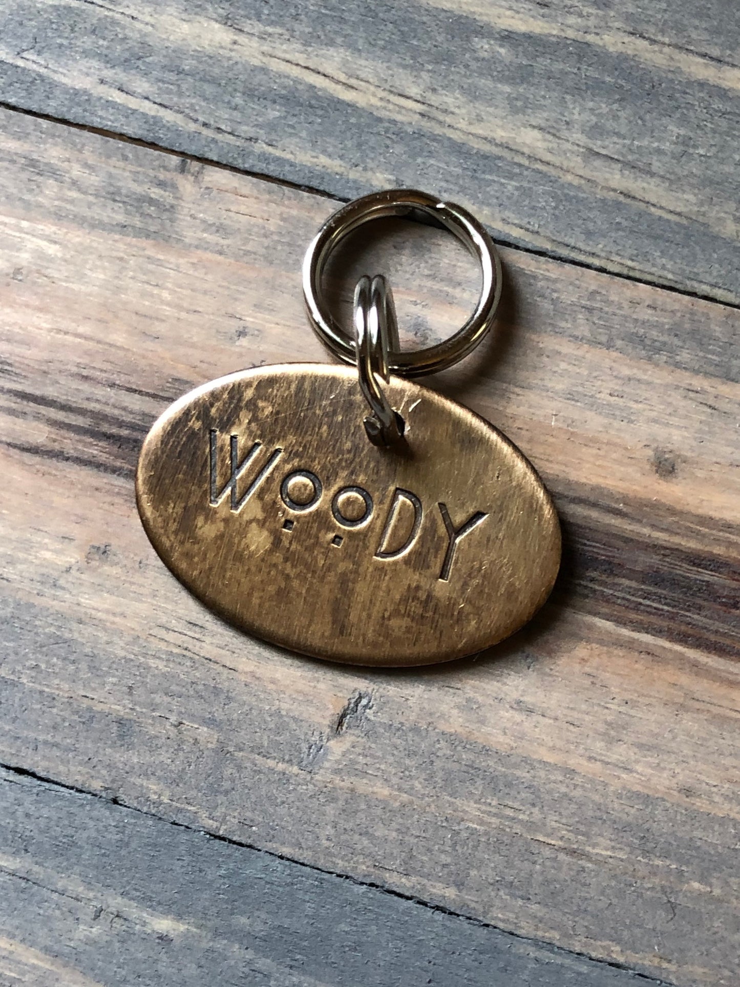 Oval Name Tag for Dog, Hand Stamped Pet ID Tag, Retro Tag, Personalized Dog Tag for Pet, Basic Dog Tag with awesome font