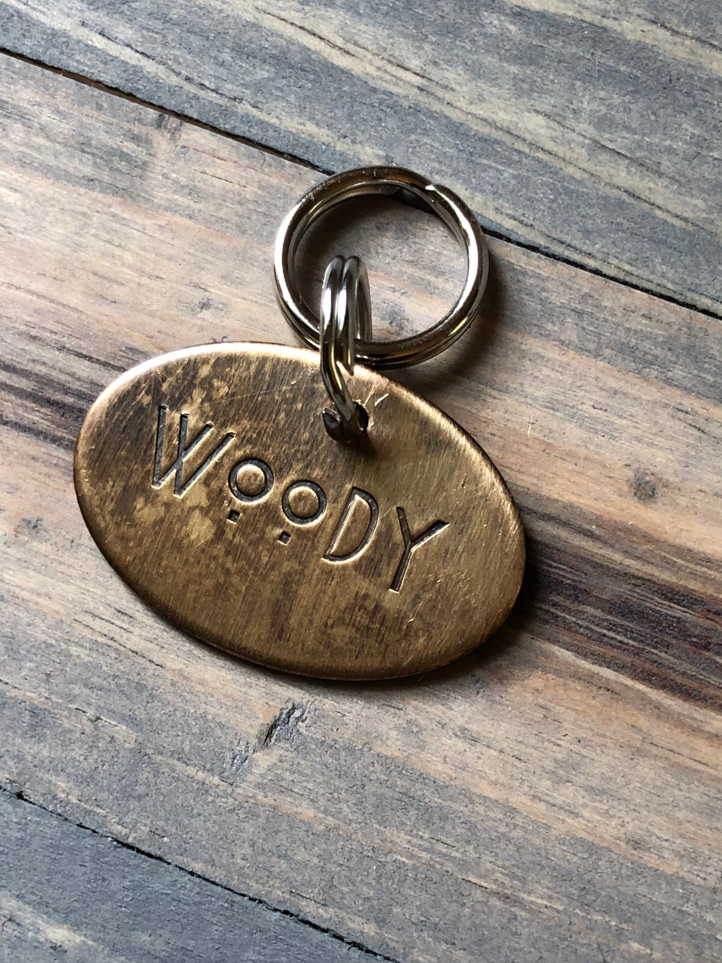 Oval Name Tag for Dog, Hand Stamped Pet ID Tag, Retro Tag, Personalized Dog Tag for Pet, Basic Dog Tag with awesome font