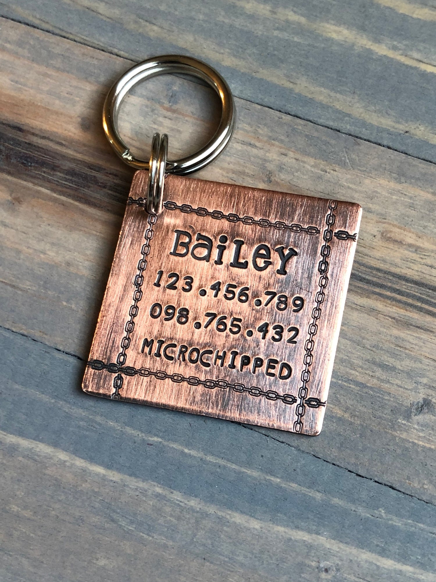 Custom Dog Tag, Hand Stamped Pet ID, Personalized Dog Tag for Dog, Basic Dog Tag with Chain Links, Retro Tag