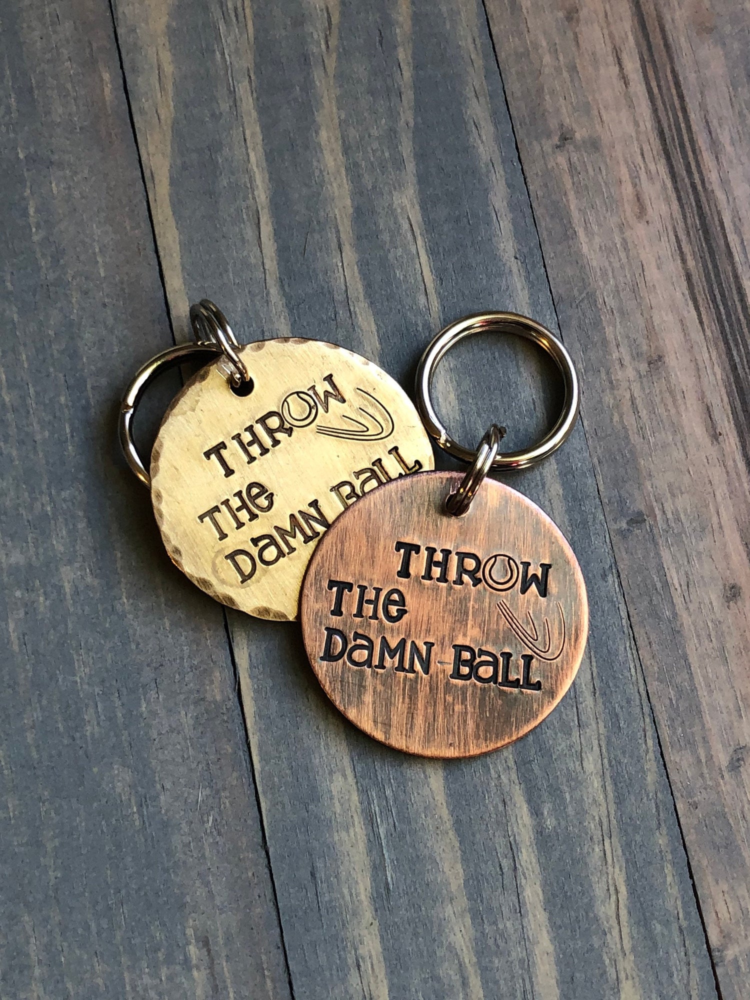 Custom Dog Tag, Hand Stamped Pet ID, Personalized Dog Tag for Dog, Throw the Damn Ball, Tennis Ball Dog