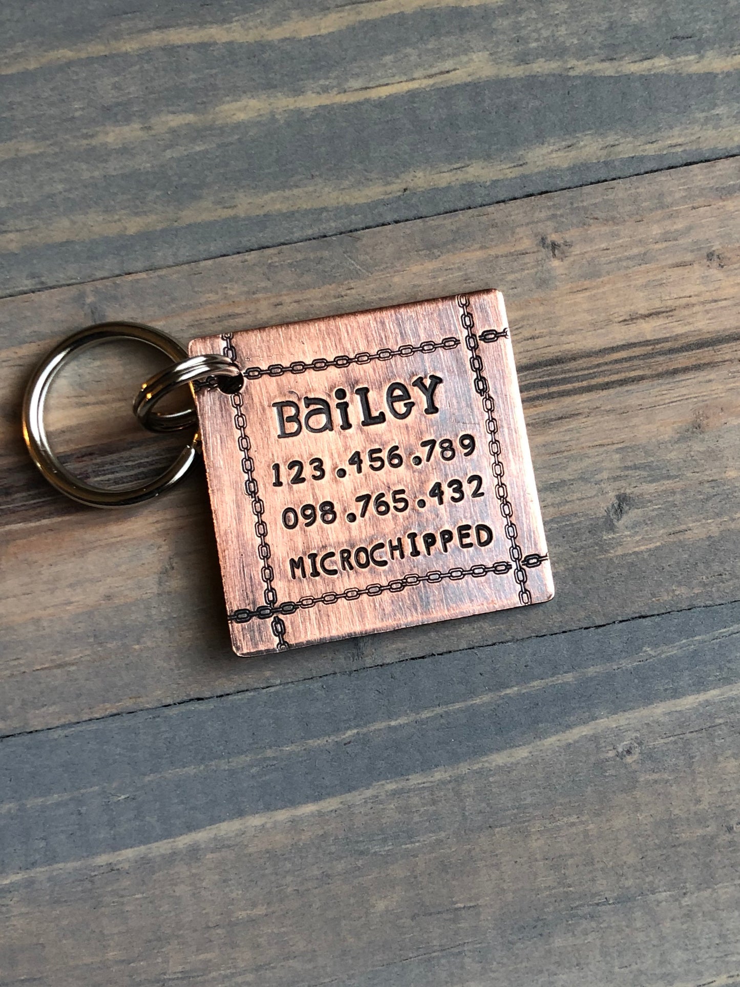 Custom Dog Tag, Hand Stamped Pet ID, Personalized Dog Tag for Dog, Basic Dog Tag with Chain Links, Retro Tag