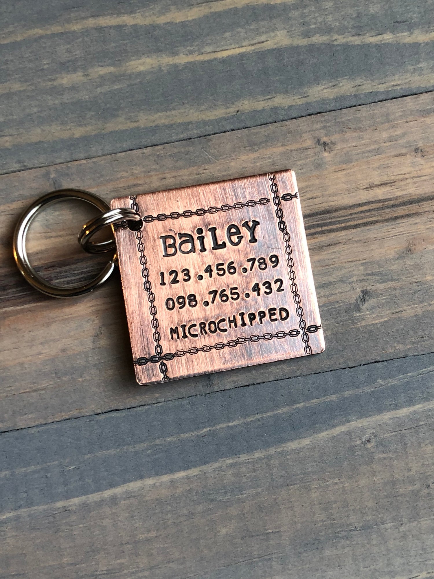 Custom Dog Tag, Hand Stamped Pet ID, Personalized Dog Tag for Dog, Basic Dog Tag with Chain Links, Retro Tag
