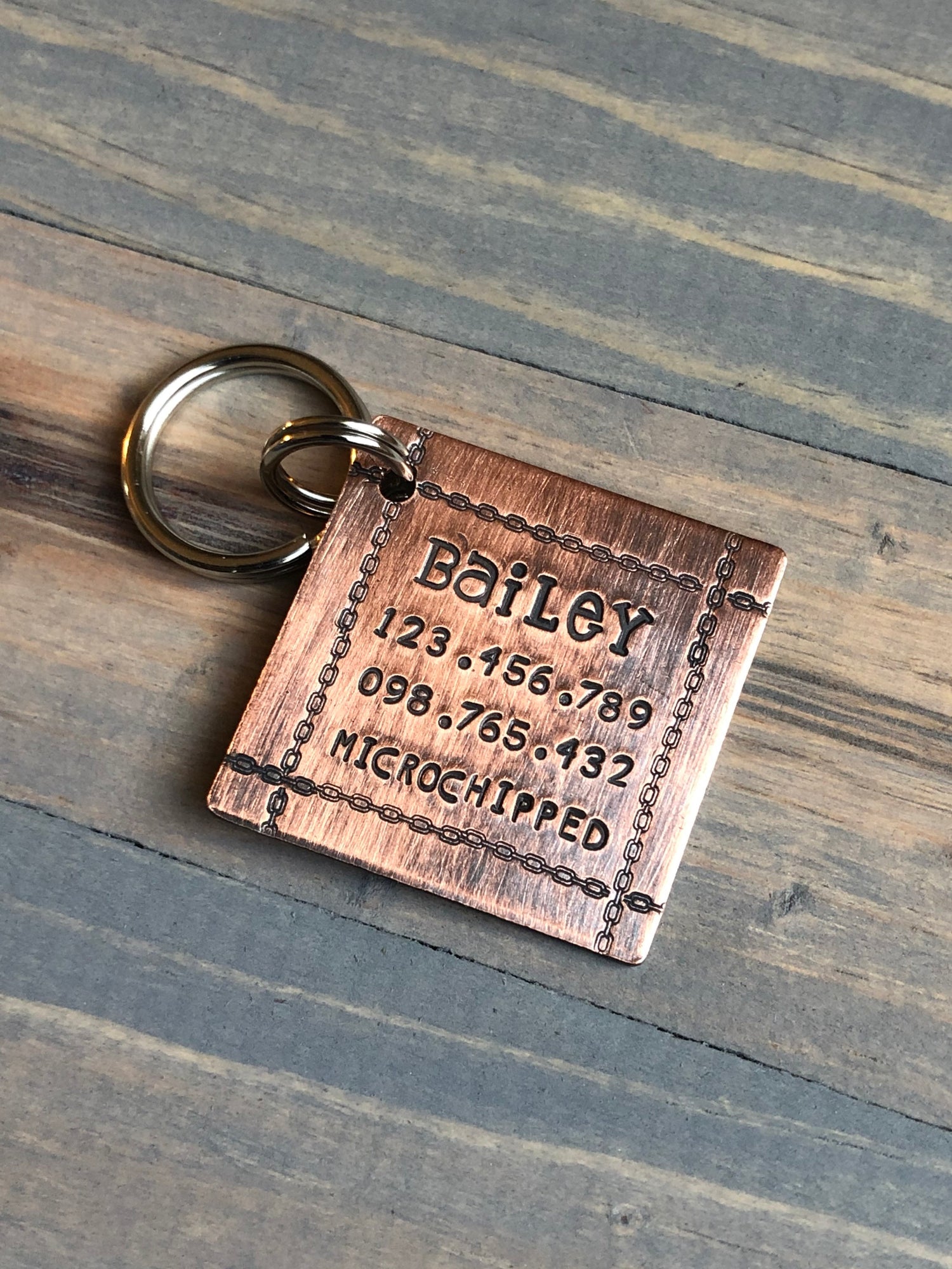 Custom Dog Tag, Hand Stamped Pet ID, Personalized Dog Tag for Dog, Basic Dog Tag with Chain Links, Retro Tag