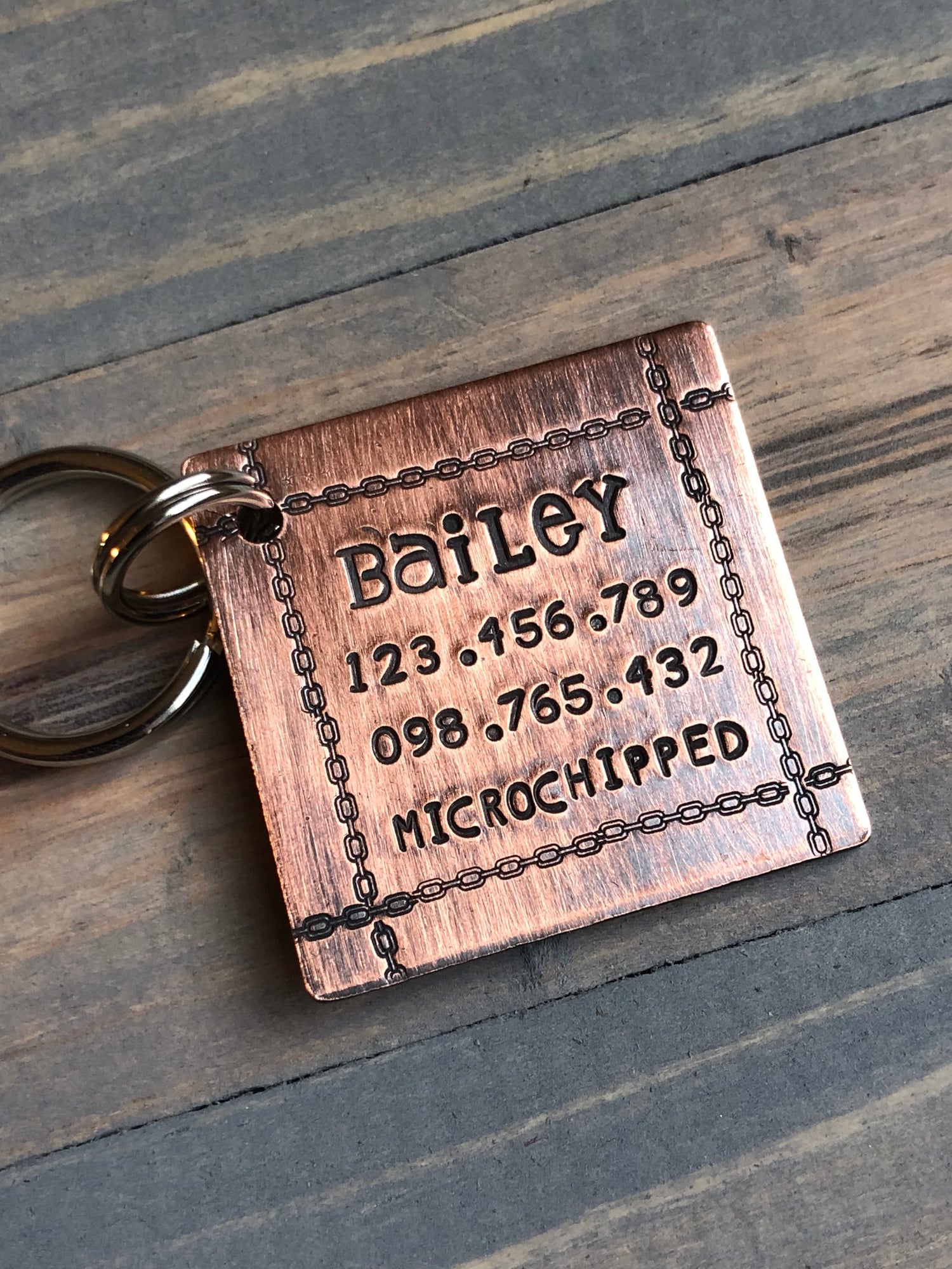 Custom Dog Tag, Hand Stamped Pet ID, Personalized Dog Tag for Dog, Basic Dog Tag with Chain Links, Retro Tag