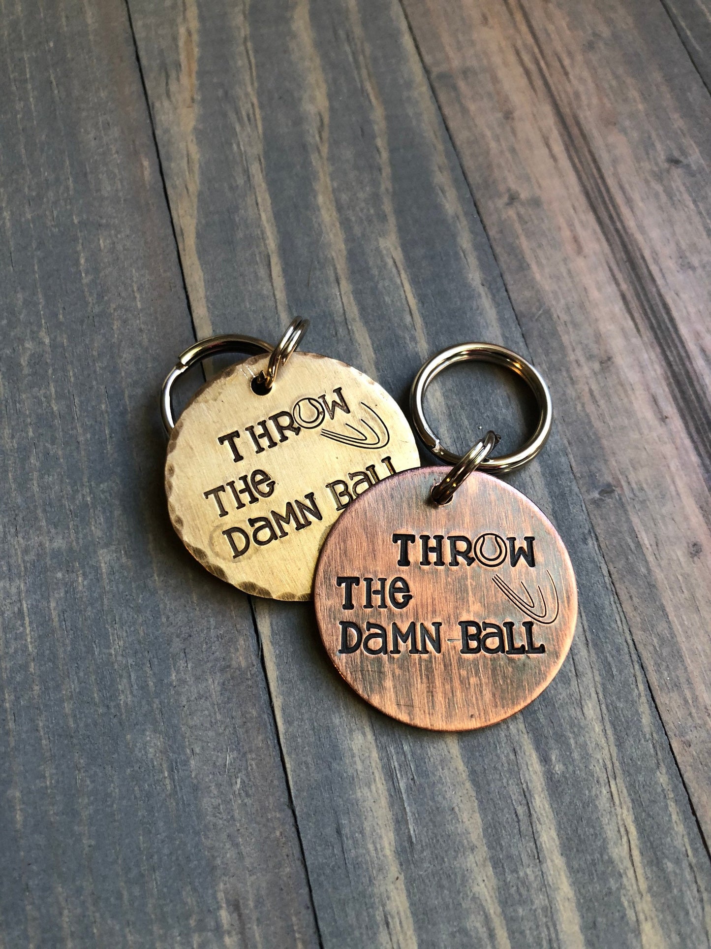 Custom Dog Tag, Hand Stamped Pet ID, Personalized Dog Tag for Dog, Throw the Damn Ball, Tennis Ball Dog