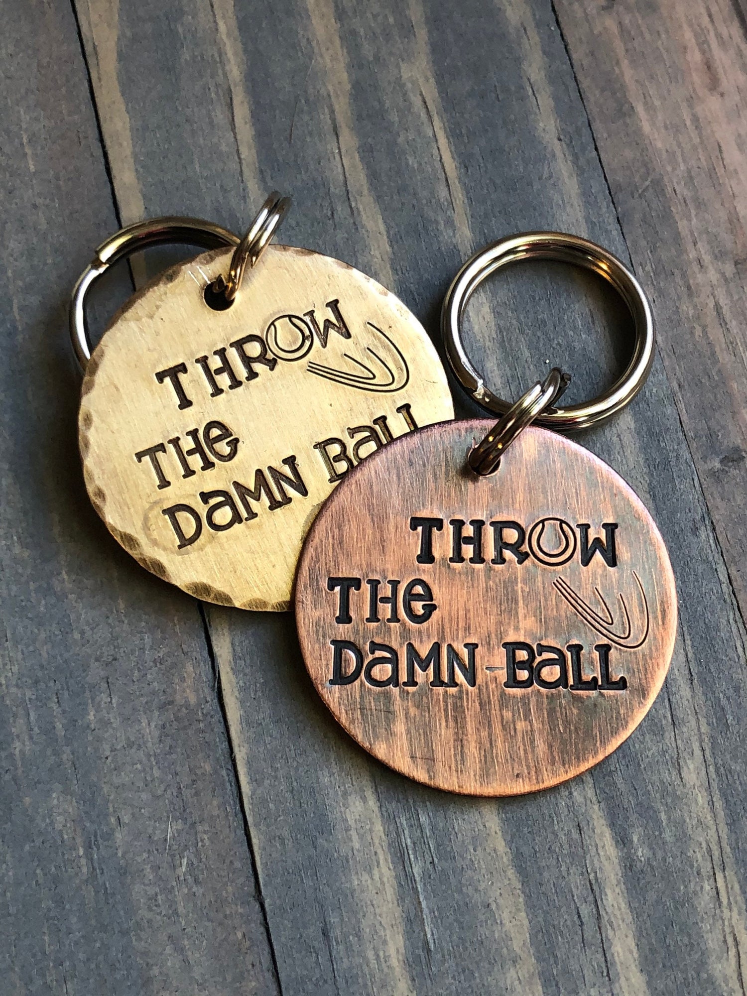 Custom Dog Tag, Hand Stamped Pet ID, Personalized Dog Tag for Dog, Throw the Damn Ball, Tennis Ball Dog