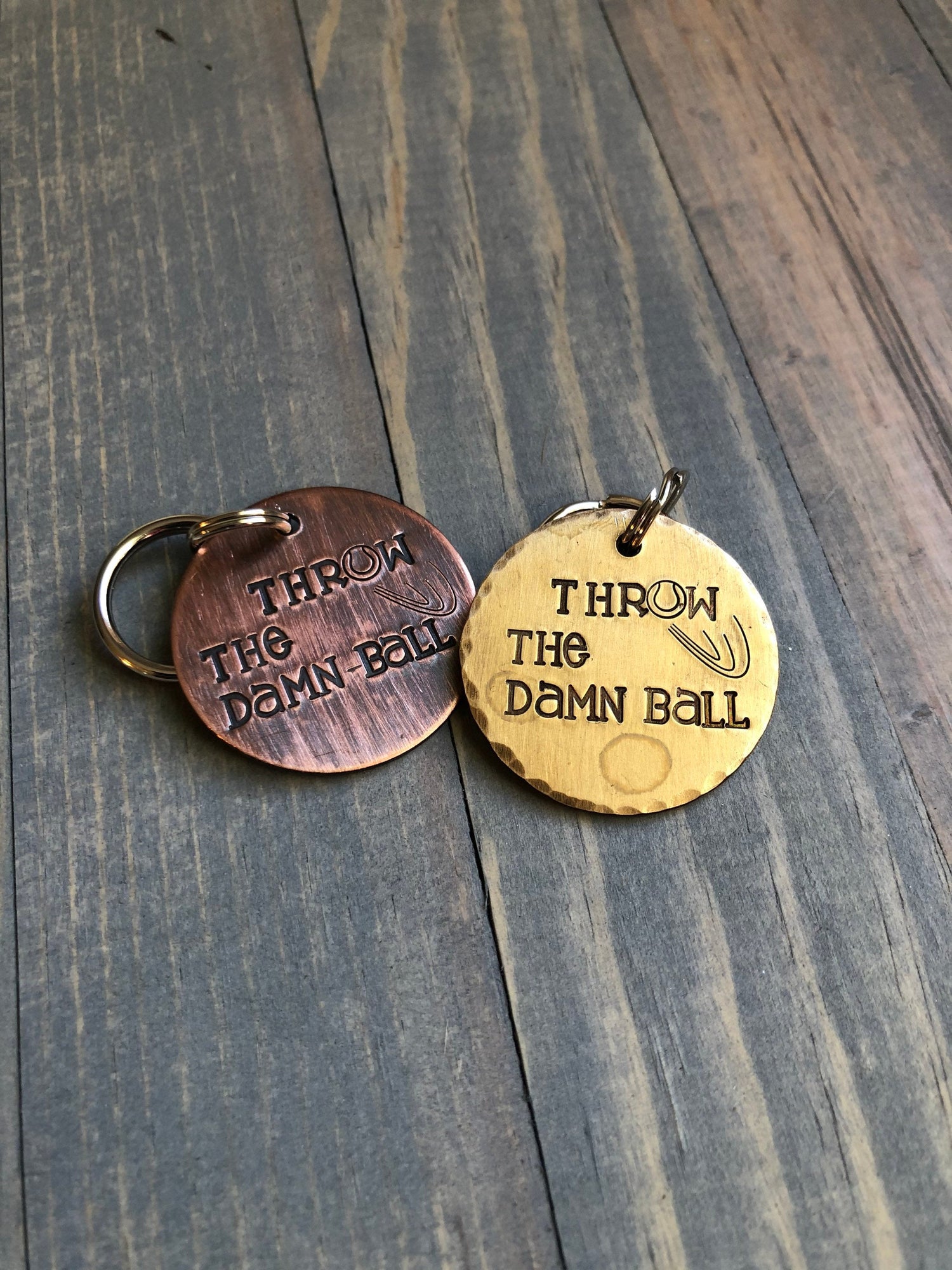 Custom Dog Tag, Hand Stamped Pet ID, Personalized Dog Tag for Dog, Throw the Damn Ball, Tennis Ball Dog