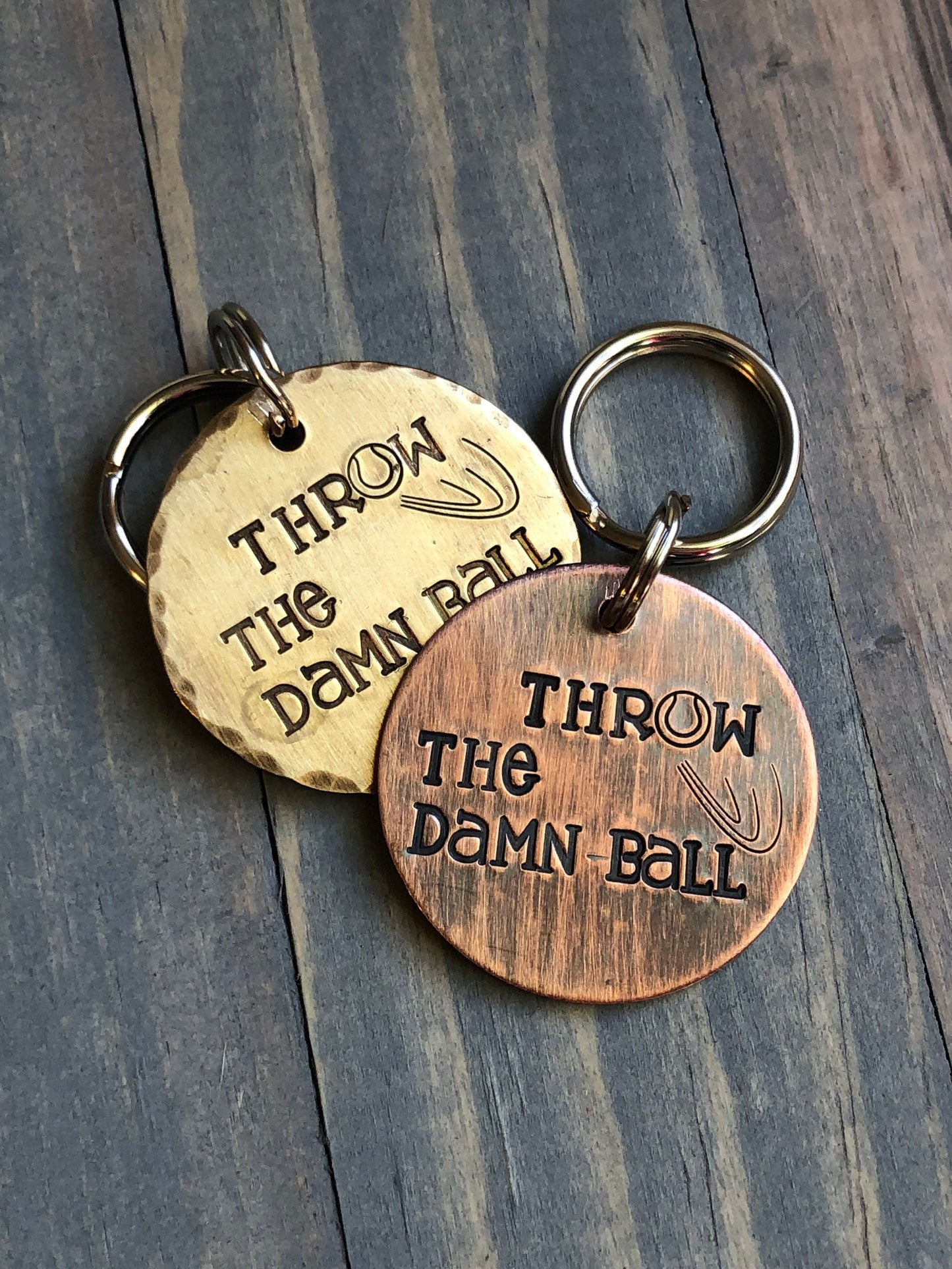 Custom Dog Tag, Hand Stamped Pet ID, Personalized Dog Tag for Dog, Throw the Damn Ball, Tennis Ball Dog