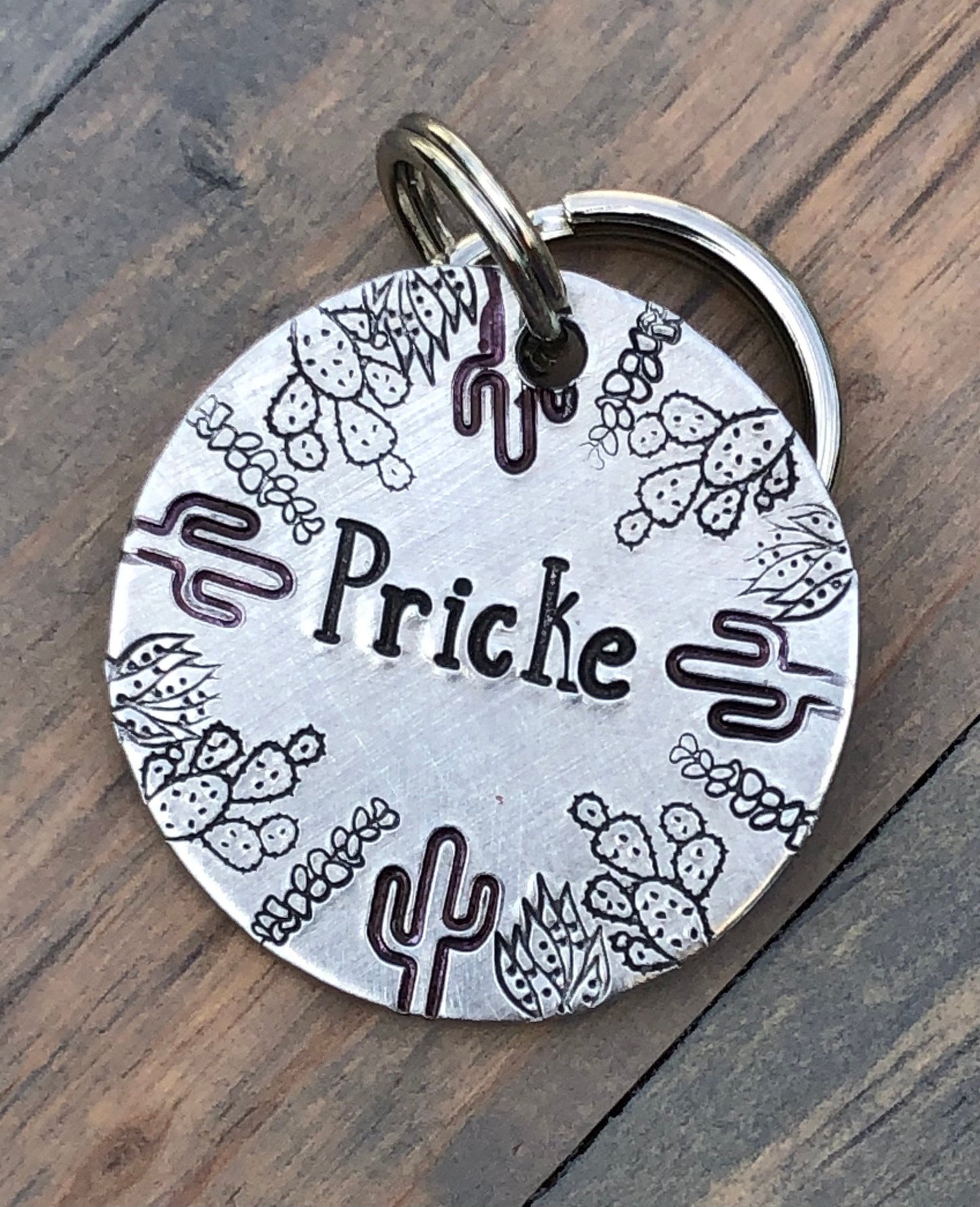 Name Tag for Dog, Hand Stamped Pet ID Tag, Cactus, Desert Tag, Personalized Dog Tag for Dog, Floral Dog Tag,  Dog Tag with Palms