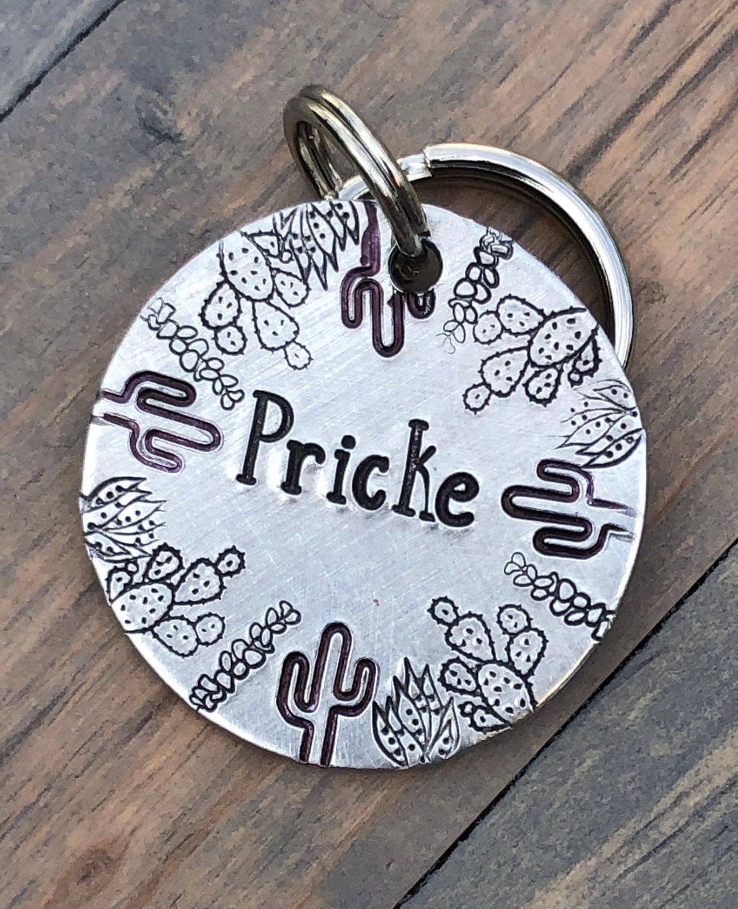 Name Tag for Dog, Hand Stamped Pet ID Tag, Cactus, Desert Tag, Personalized Dog Tag for Dog, Floral Dog Tag,  Dog Tag with Palms