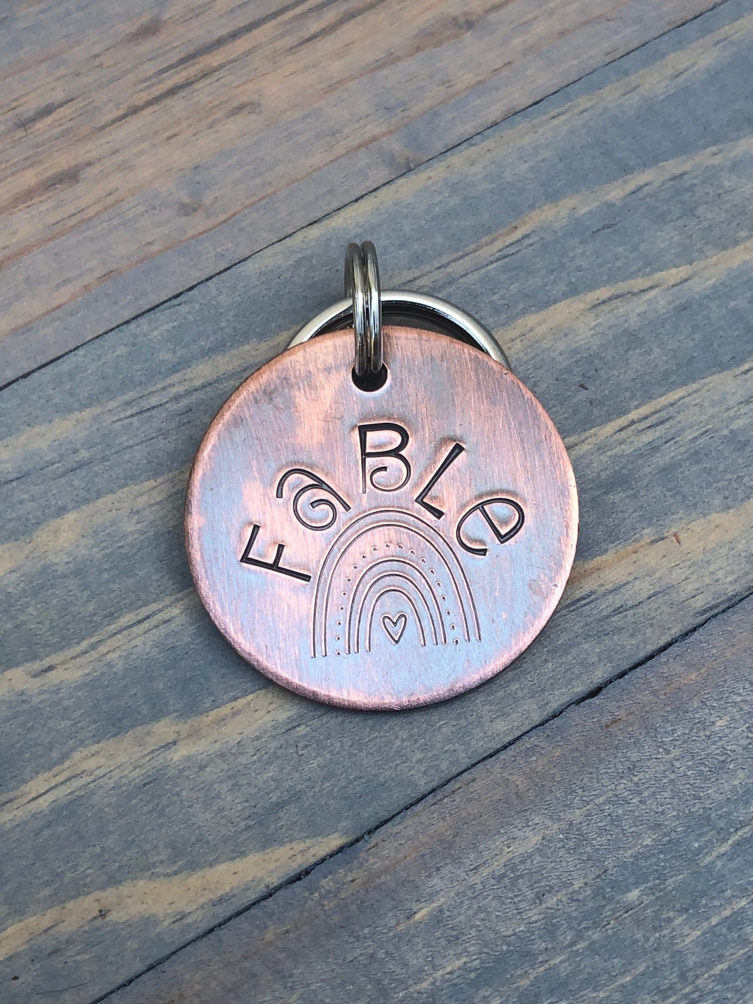Rainbow Name Tag for Dog, Hand Stamped Pet ID Tag, Boho Dog Tag, Personalized Dog Tag for Dog, Pride
