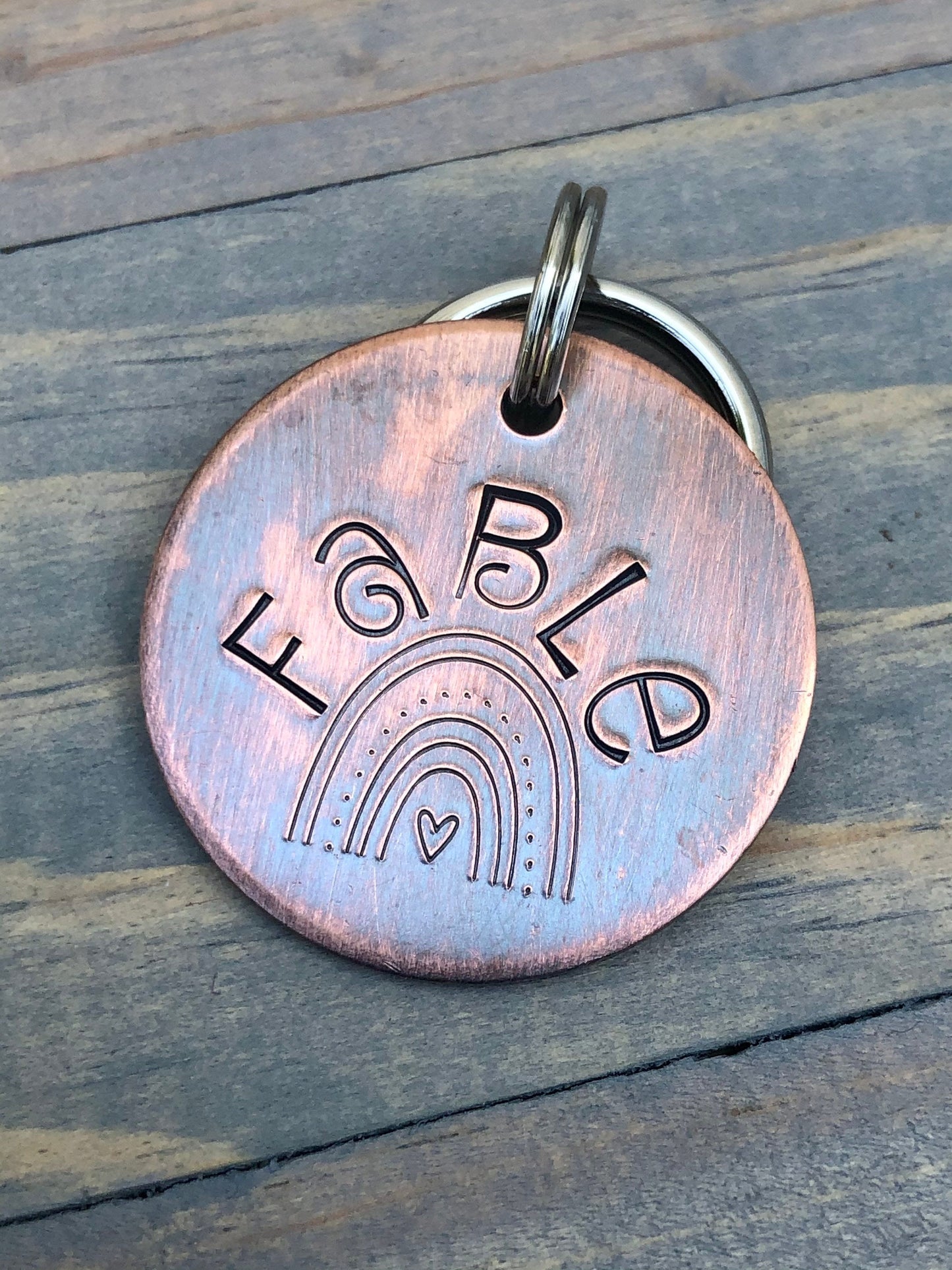 Rainbow Name Tag for Dog, Hand Stamped Pet ID Tag, Boho Dog Tag, Personalized Dog Tag for Dog, Pride