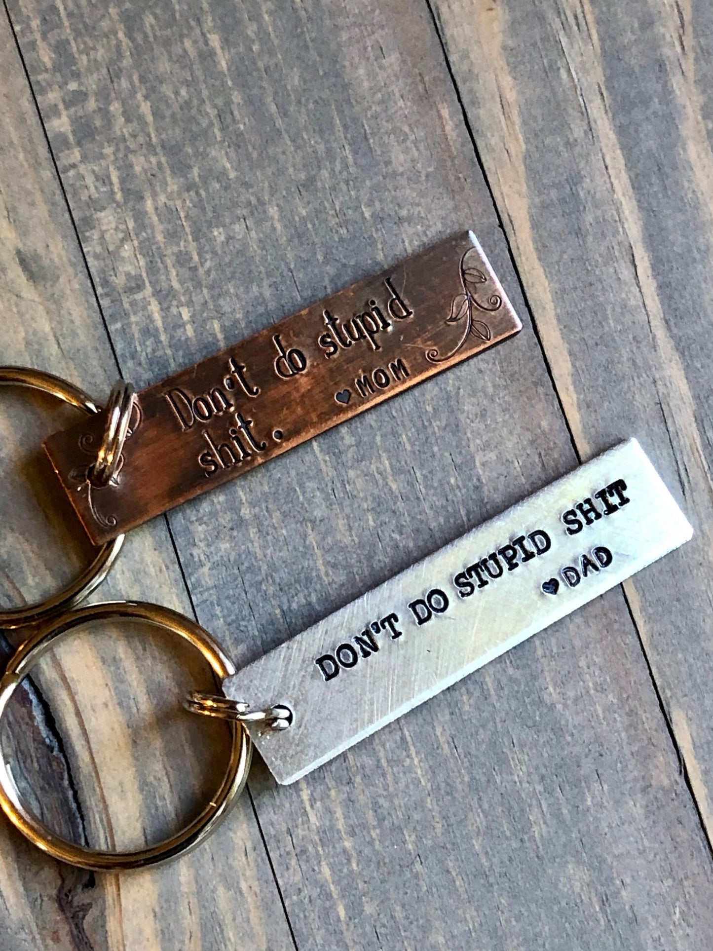Don't Do Stupid Shit Keychain, Drive Safe, Personalized Hand Stamped Rectangle Key Chain,  Gift for New Driver,  Gift for Son Daughter