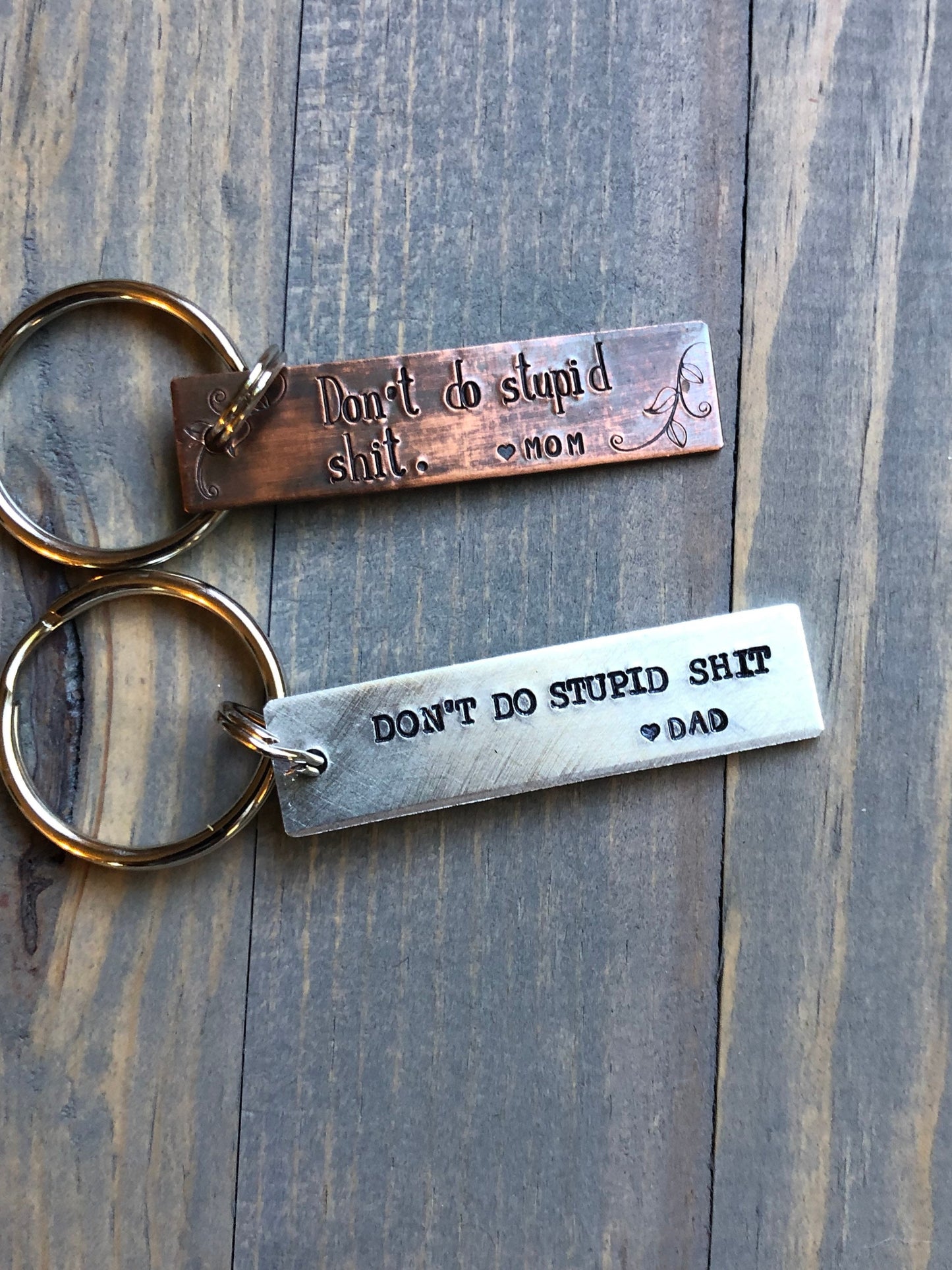 Don't Do Stupid Shit Keychain, Drive Safe, Personalized Hand Stamped Rectangle Key Chain,  Gift for New Driver,  Gift for Son Daughter