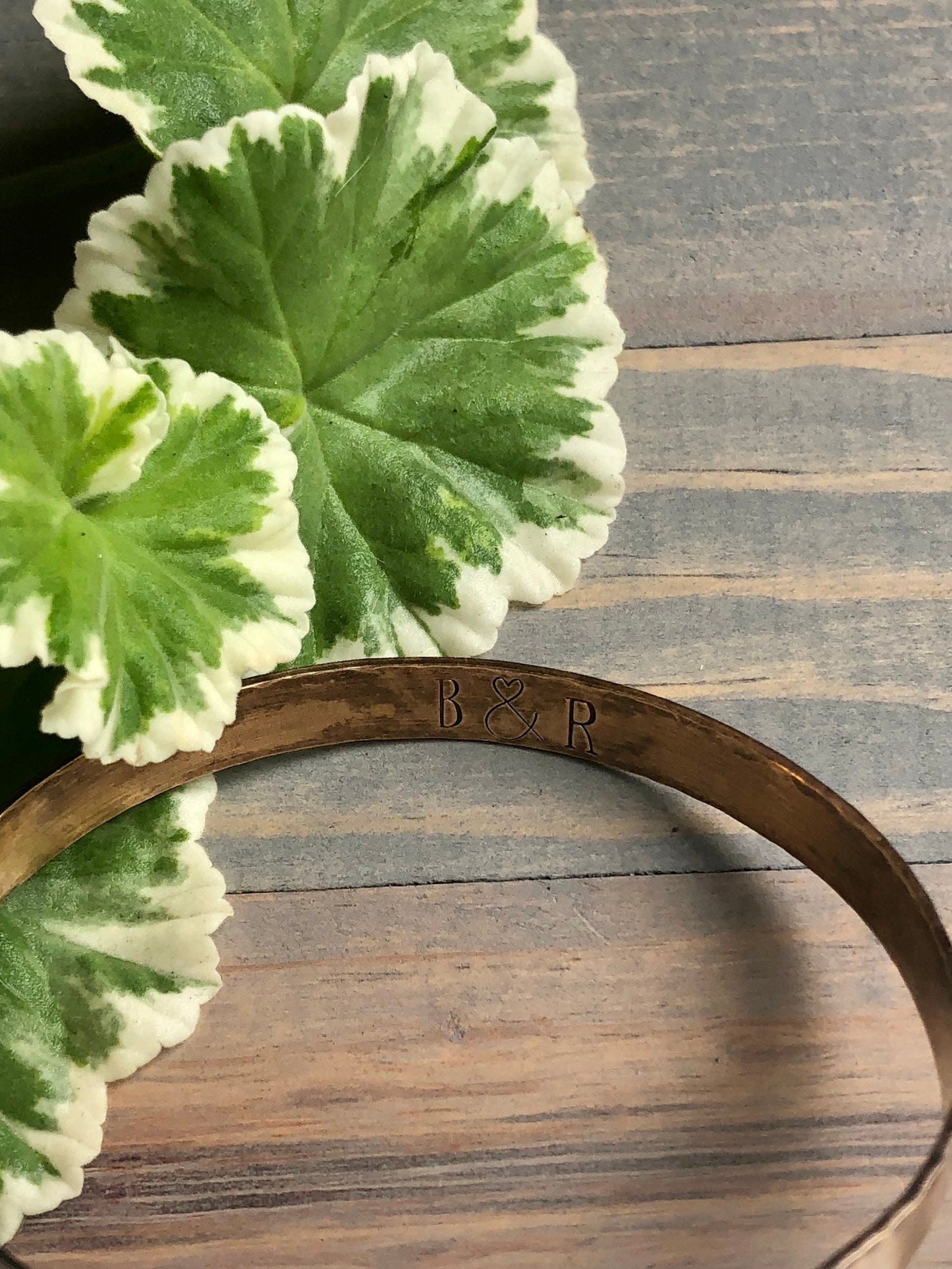 Bronze Anniversary Bracelet - Jewelry for 7th Anniversary - Tally Mark Bangle - Anniversary Bracelet with Initials- Anniversary Gift Wife
